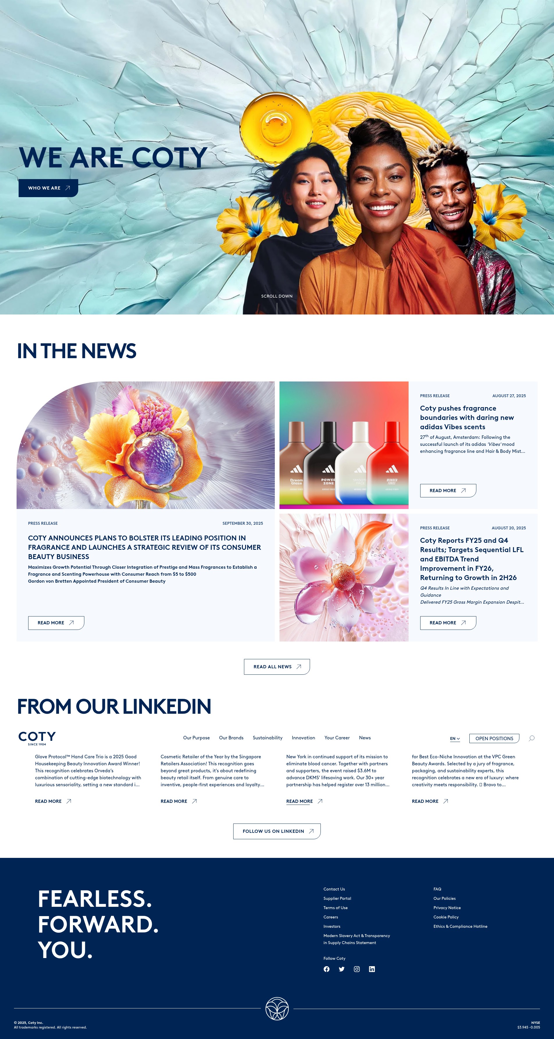 Screenshot of coty.com