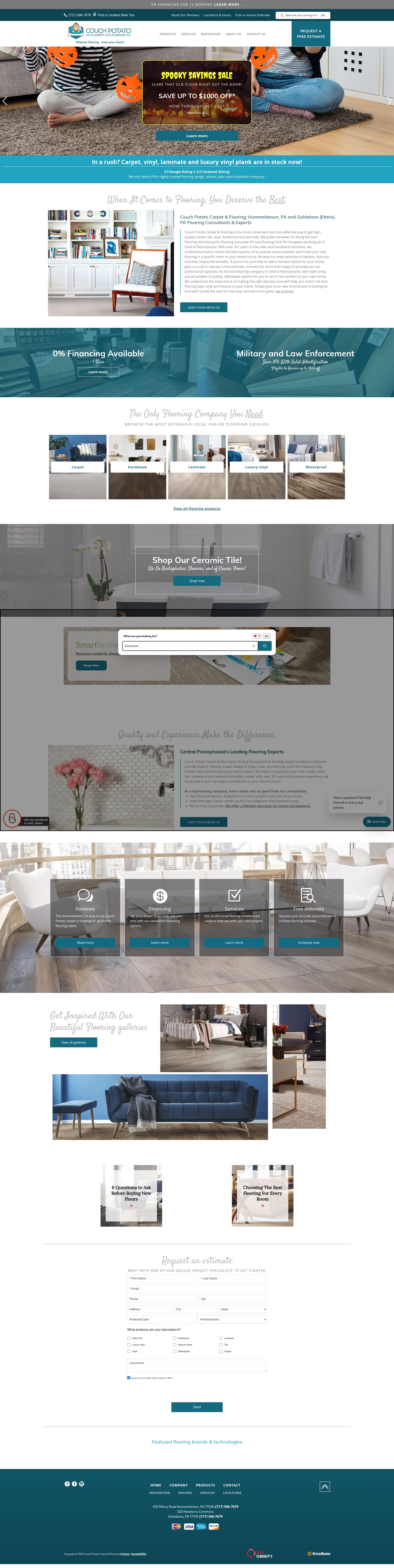 Screenshot of couchpotatocarpet.com