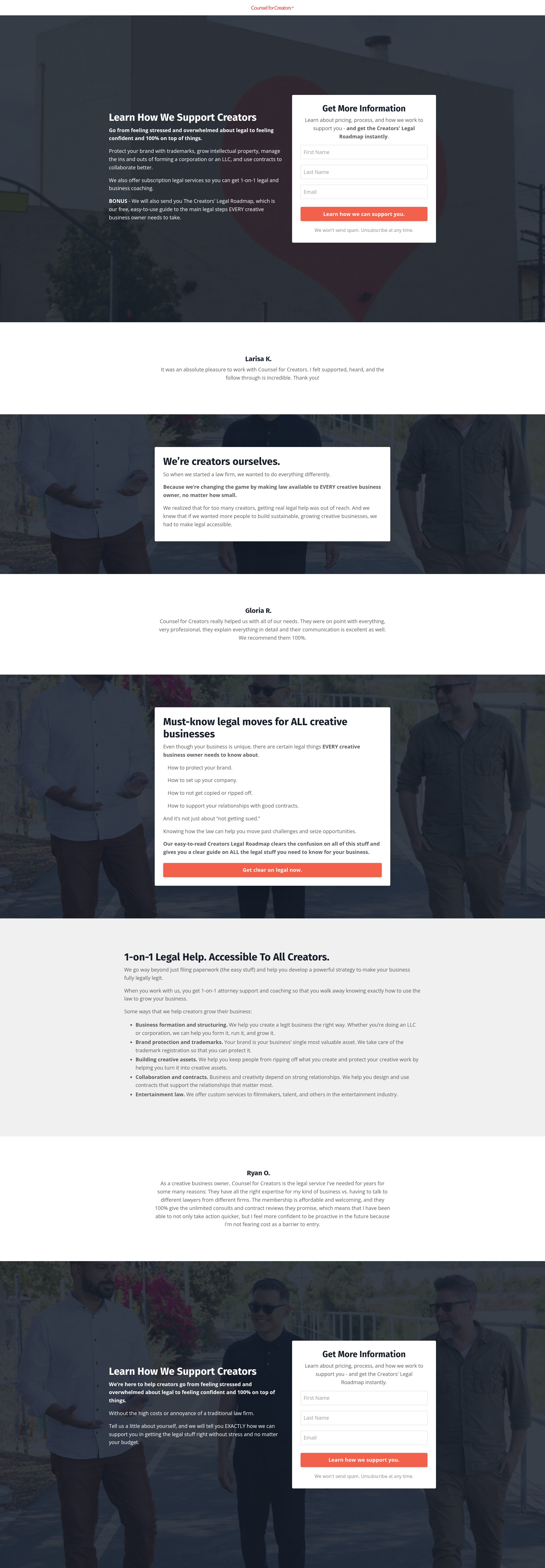 Screenshot of counselforcreators.com
