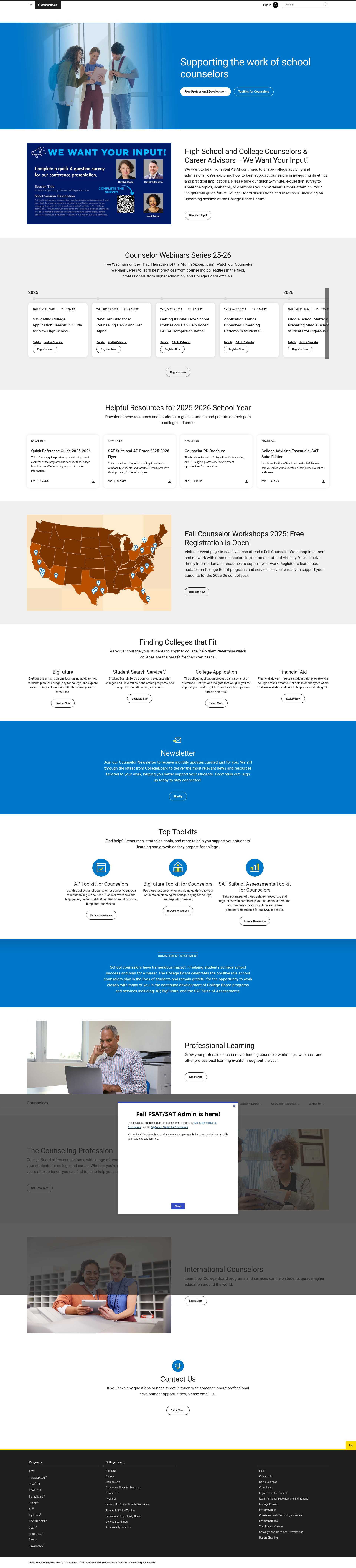 Screenshot of counselors.collegeboard.org