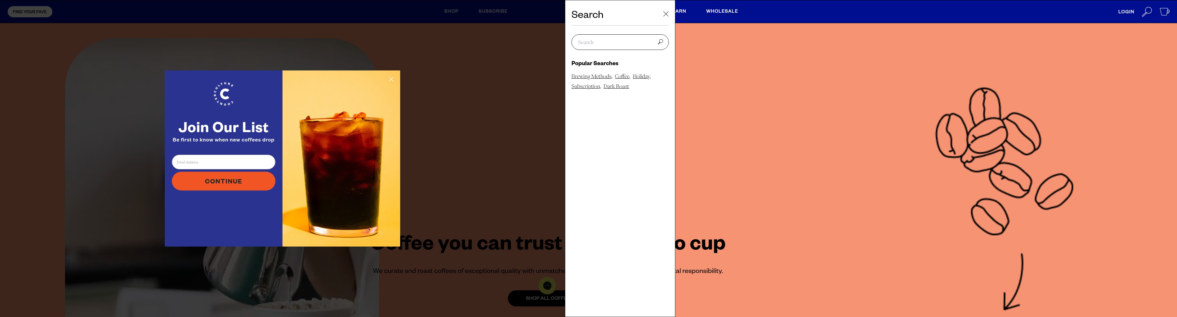 Screenshot of counterculturecoffee.com