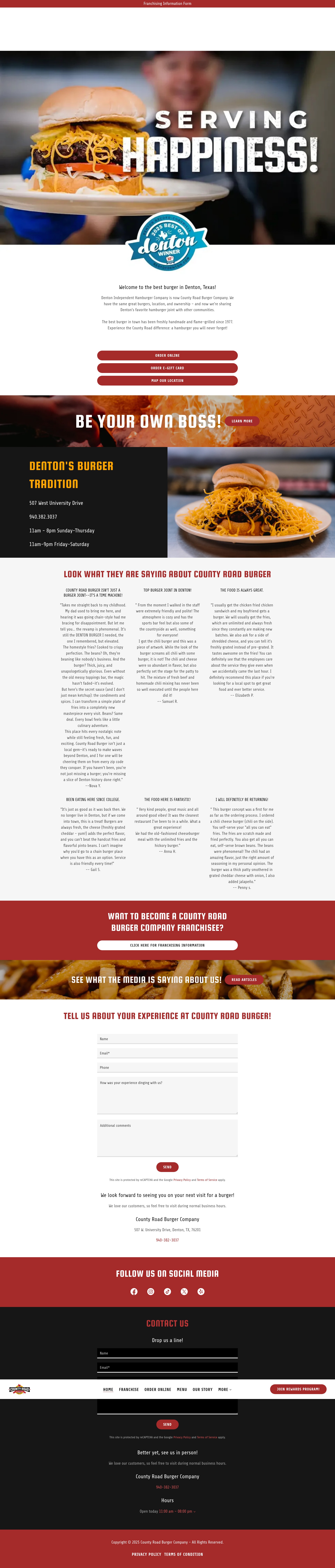 Screenshot of countyroadburger.com