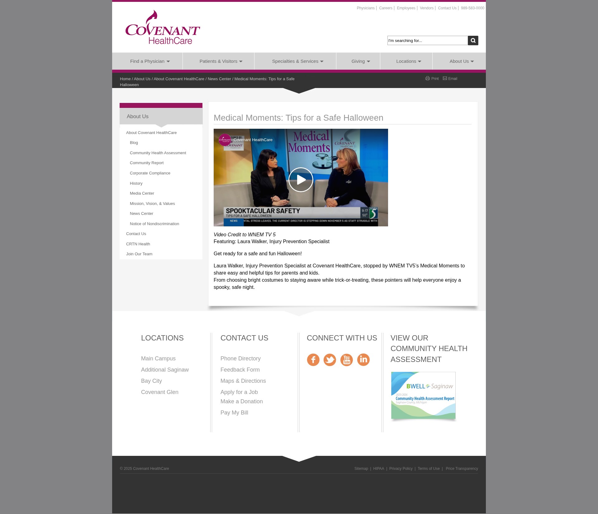 Screenshot of covenanthealthcare.com