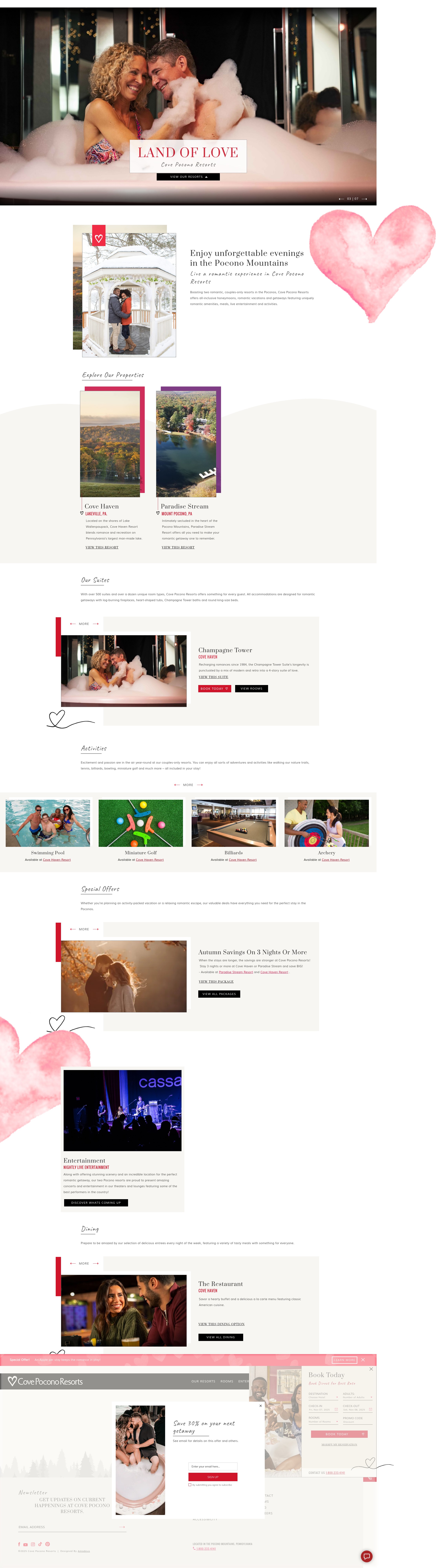Screenshot of covepoconoresorts.com