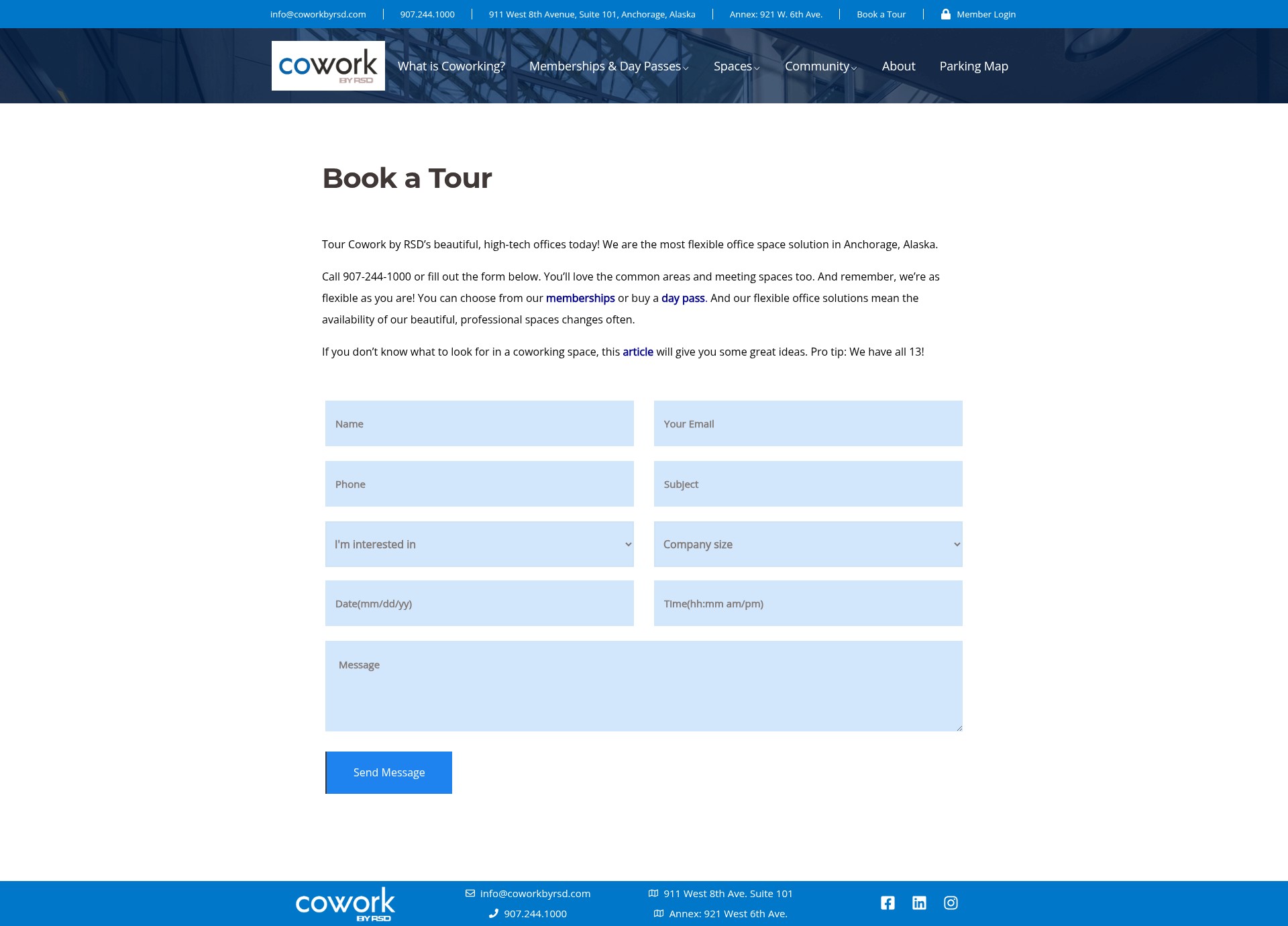 Screenshot of coworkbyrsd.com