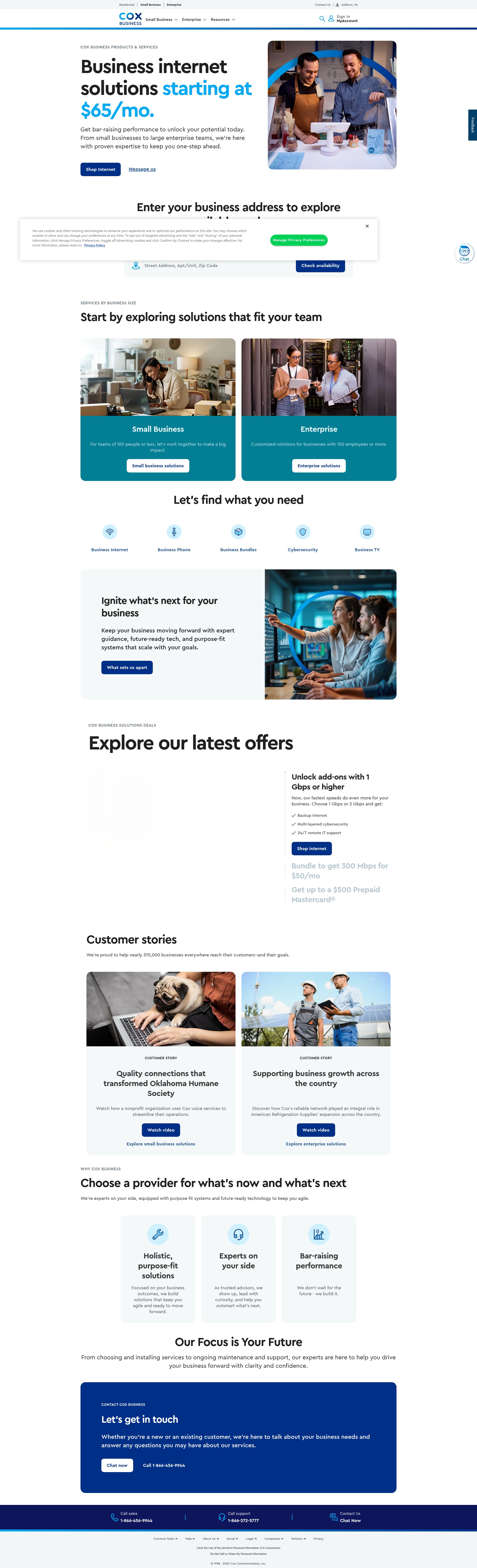 Screenshot of coxbusiness.com