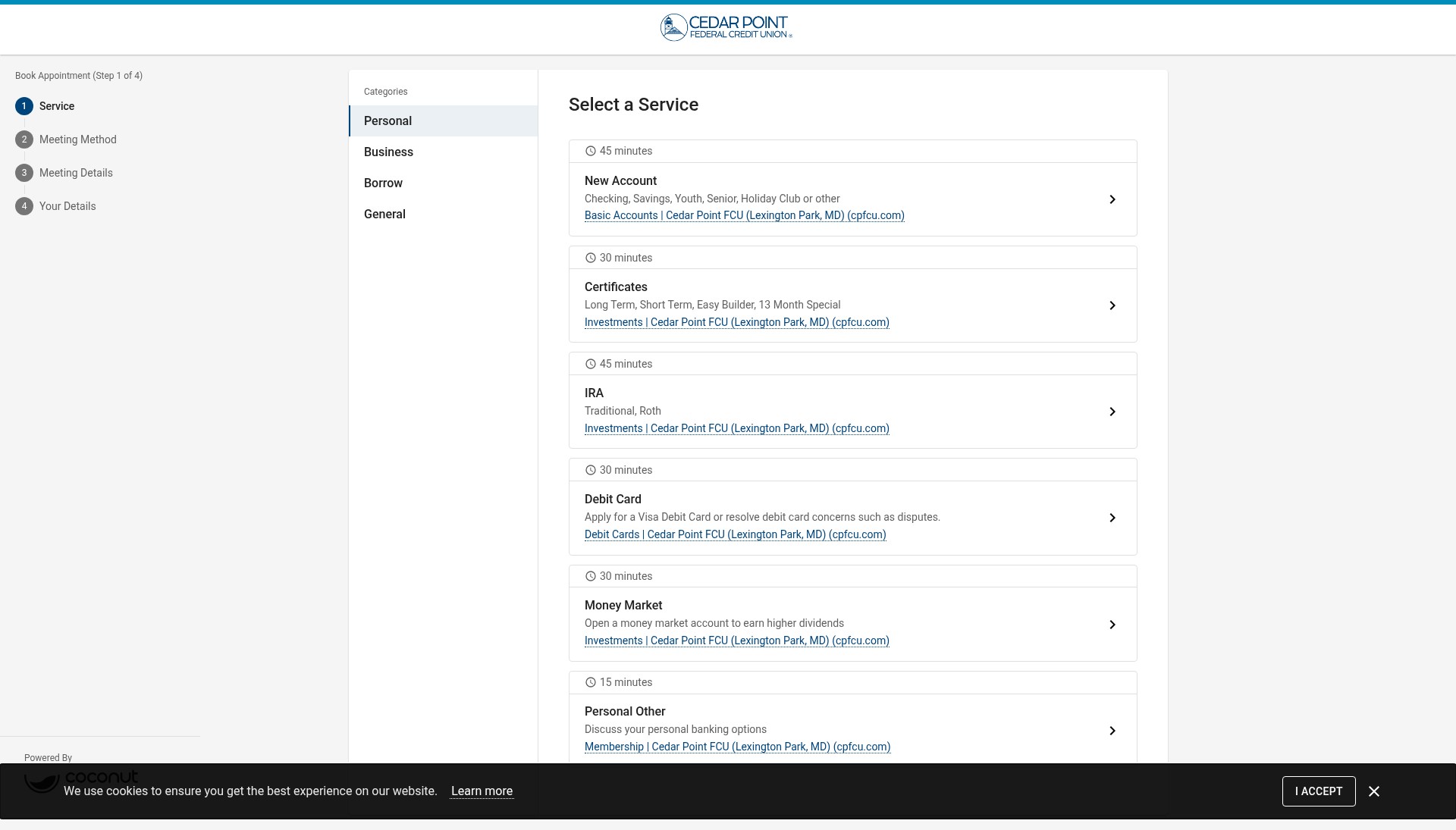 Screenshot of cpfcu.com