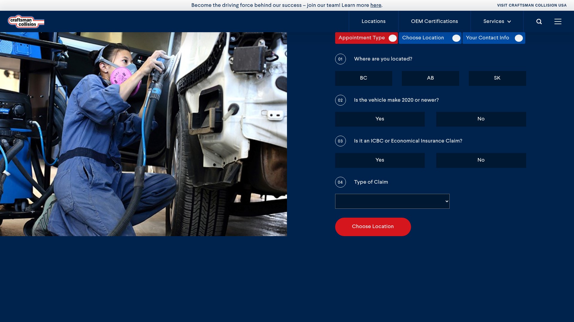 Screenshot of craftsmancollision.com