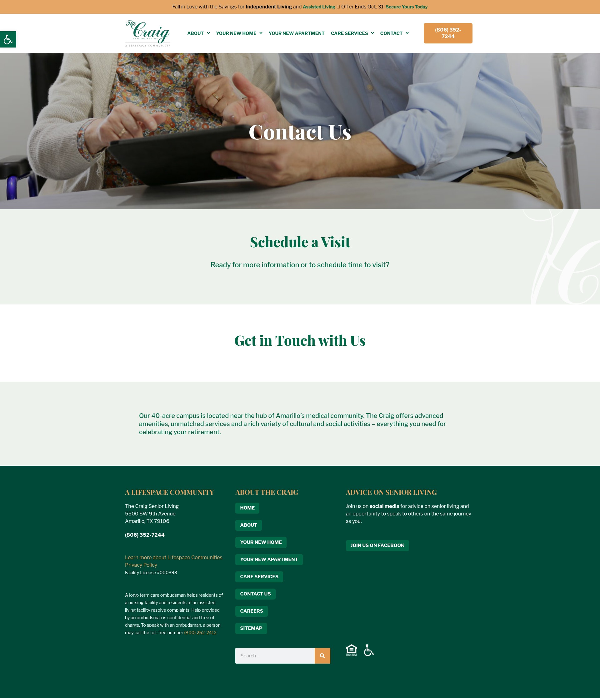 Screenshot of craigseniorliving.com