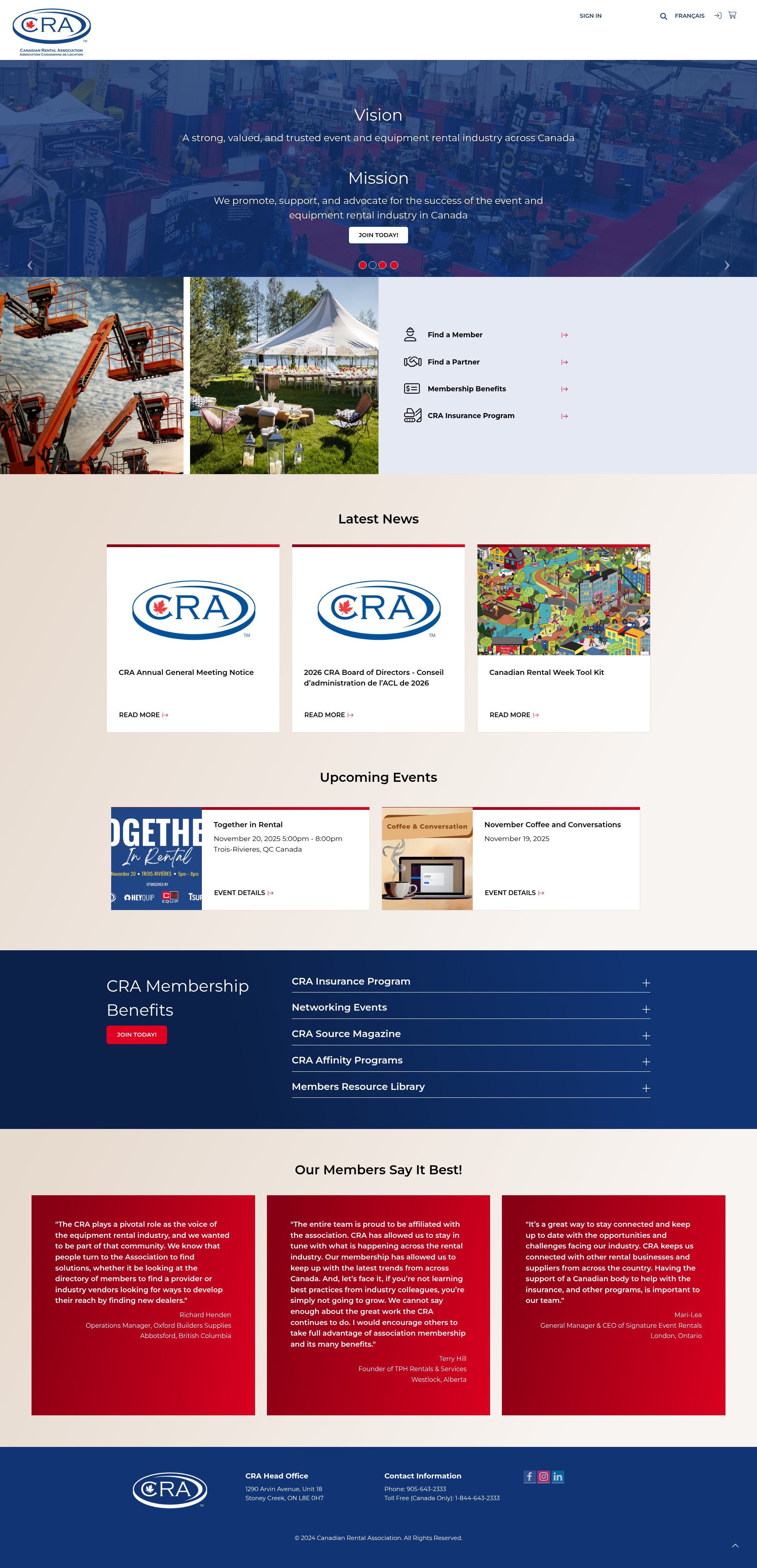 Screenshot of crarental.org
