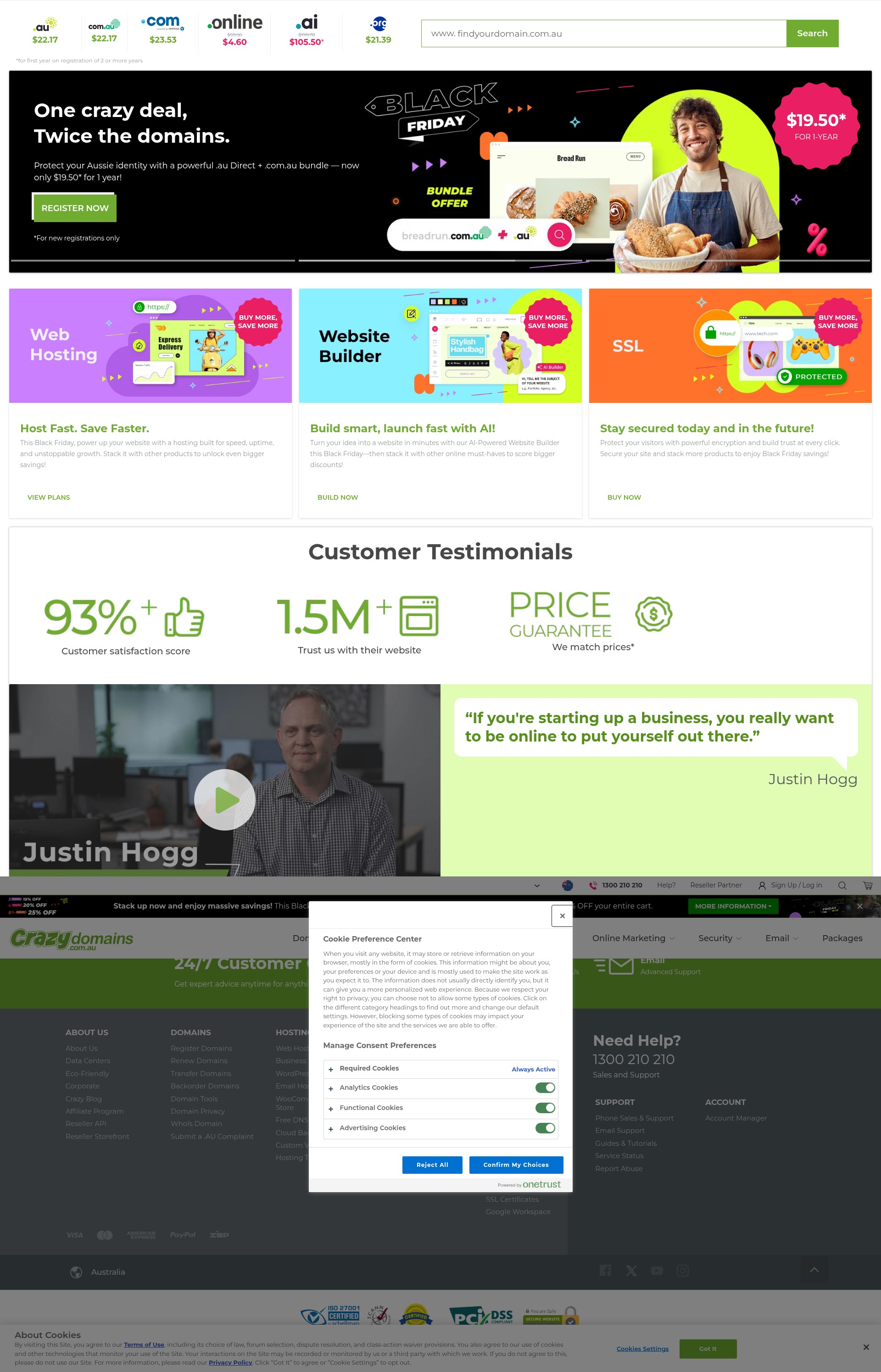 Screenshot of crazydomains.com.au