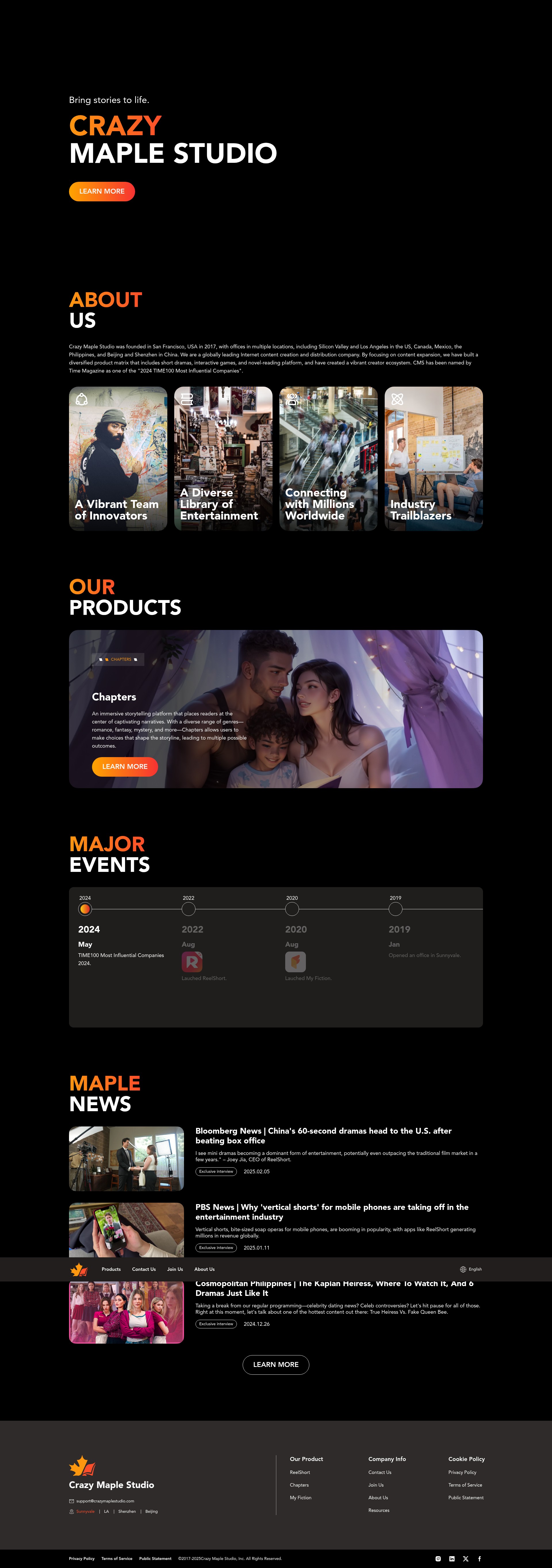 Screenshot of crazymaplestudios.com
