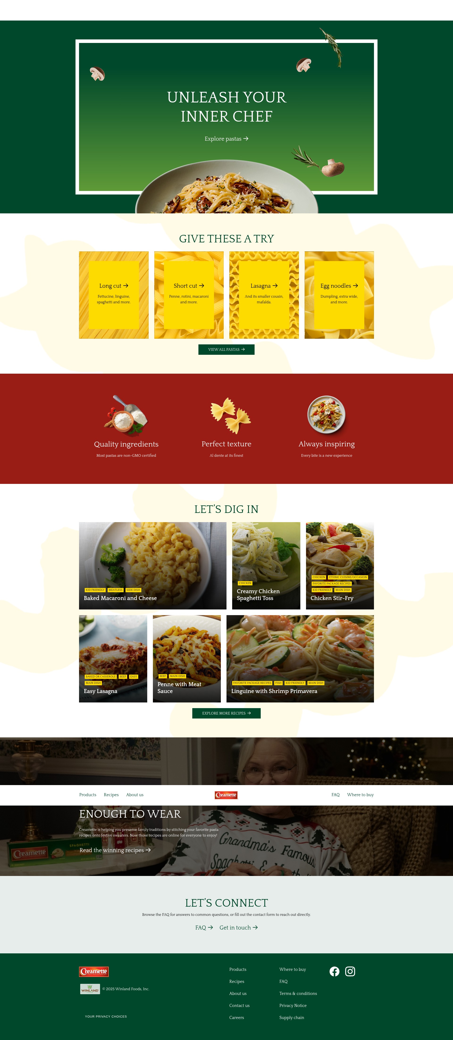Screenshot of creamette.com