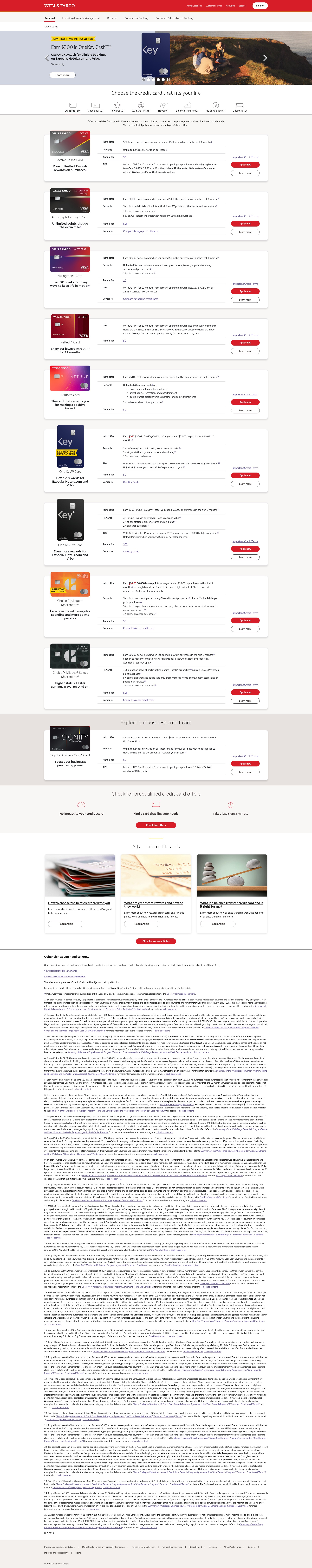 Screenshot of creditcards.wellsfargo.com