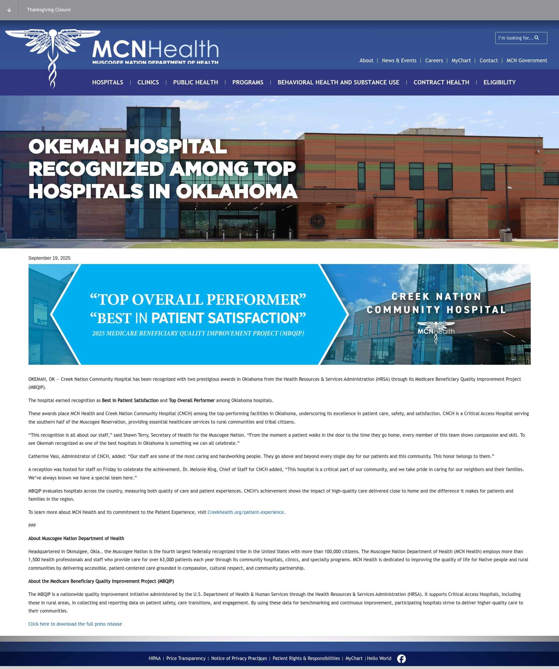 Screenshot of creekhealth.org
