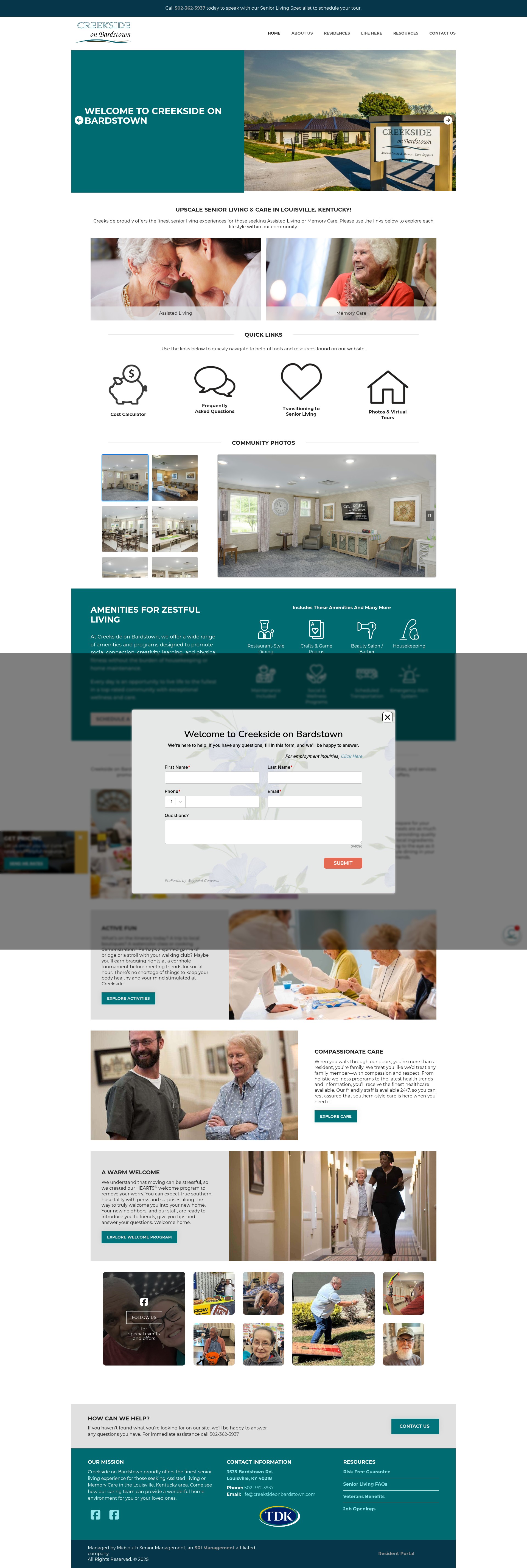 Screenshot of creeksideonbardstown.com
