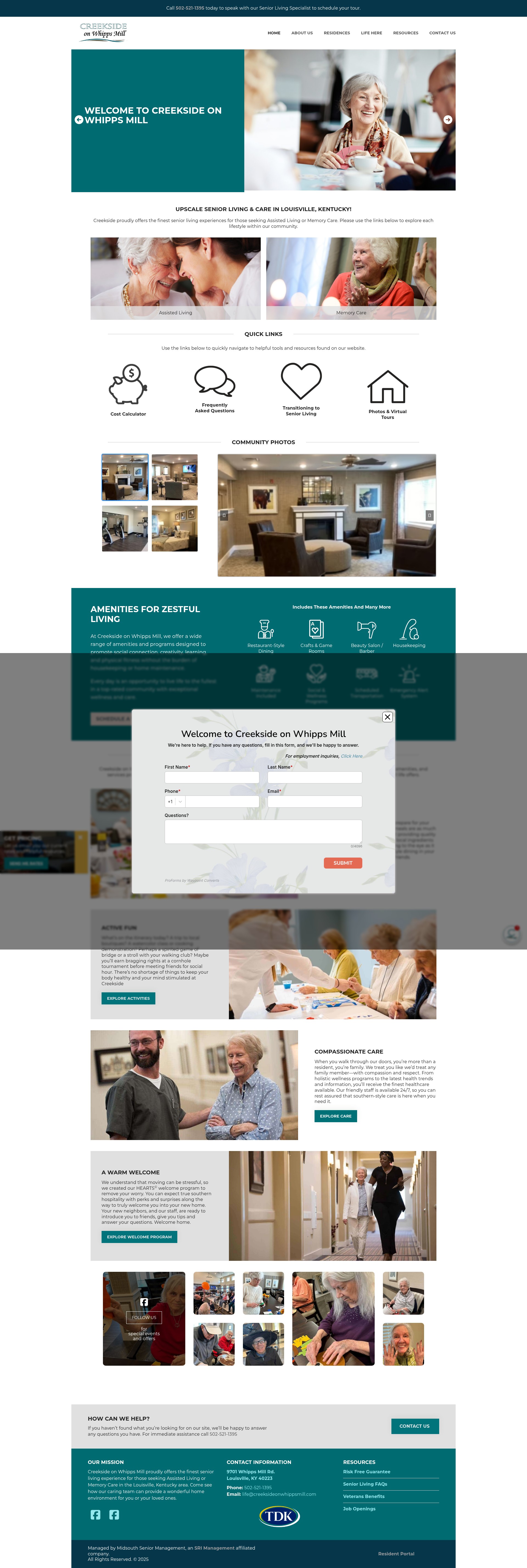 Screenshot of creeksideonwhippsmill.com