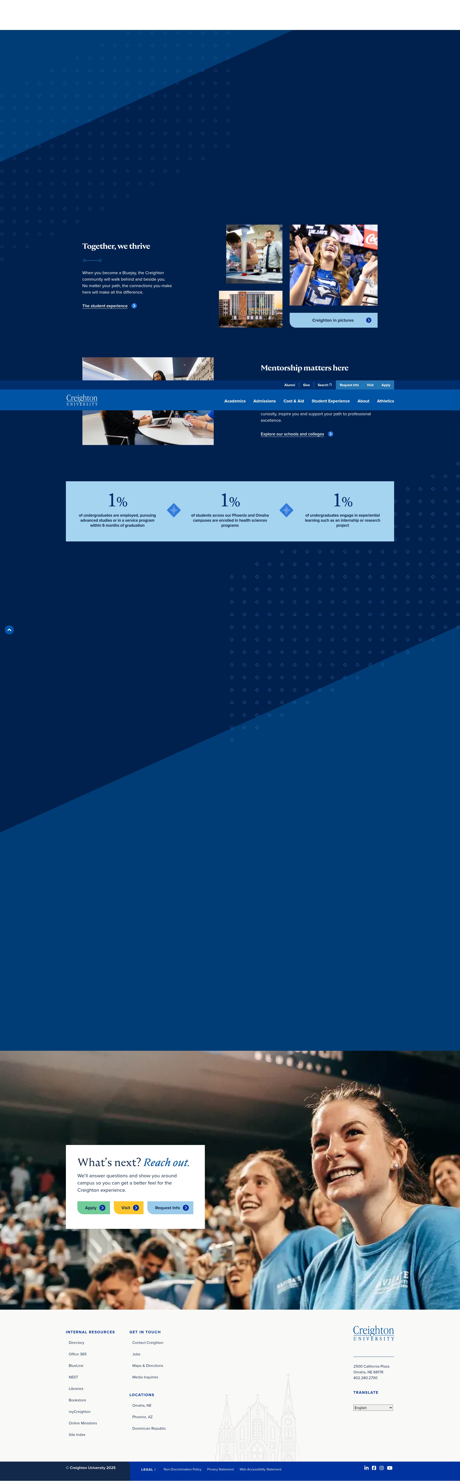 Screenshot of creighton.edu
