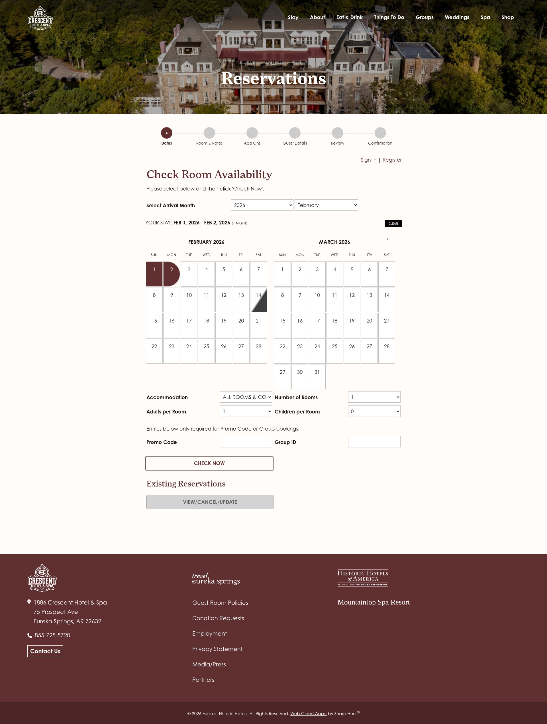 Screenshot of crescent-hotel.com
