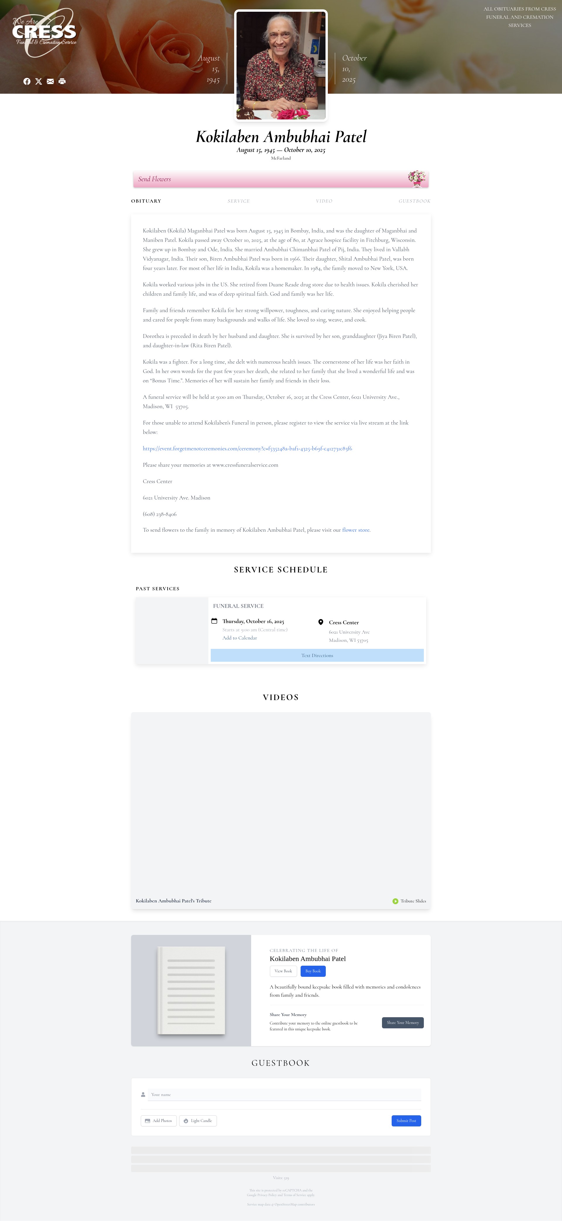 Screenshot of cressfuneralservice.com