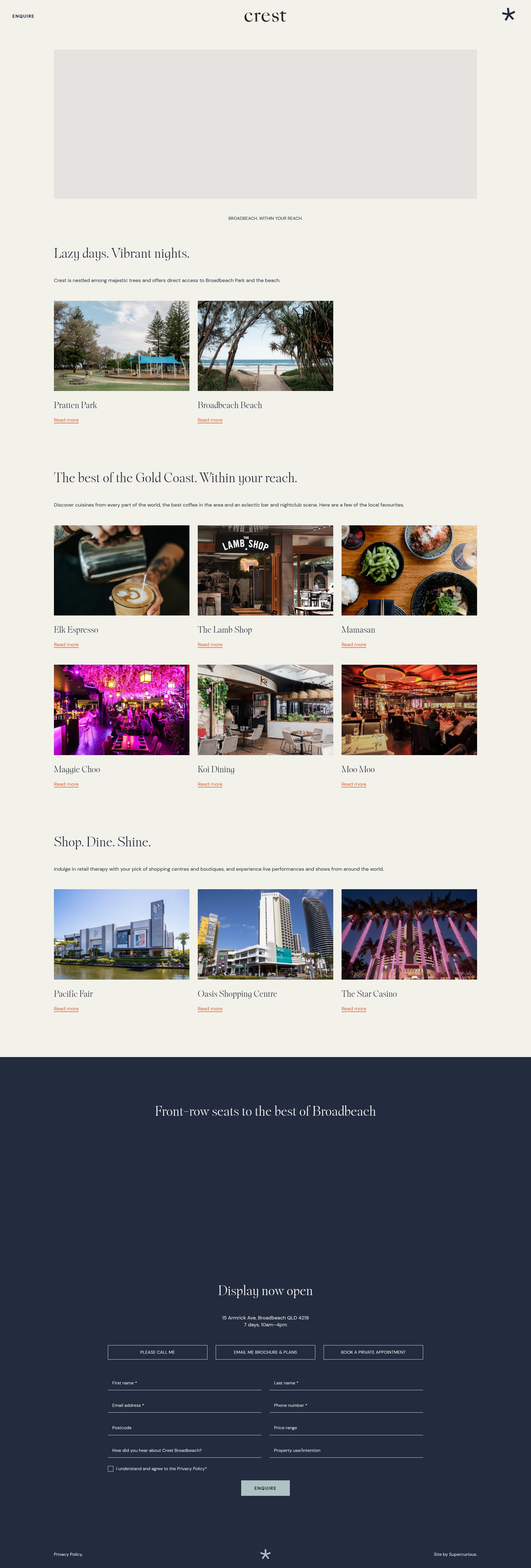Screenshot of crestbroadbeach.com.au