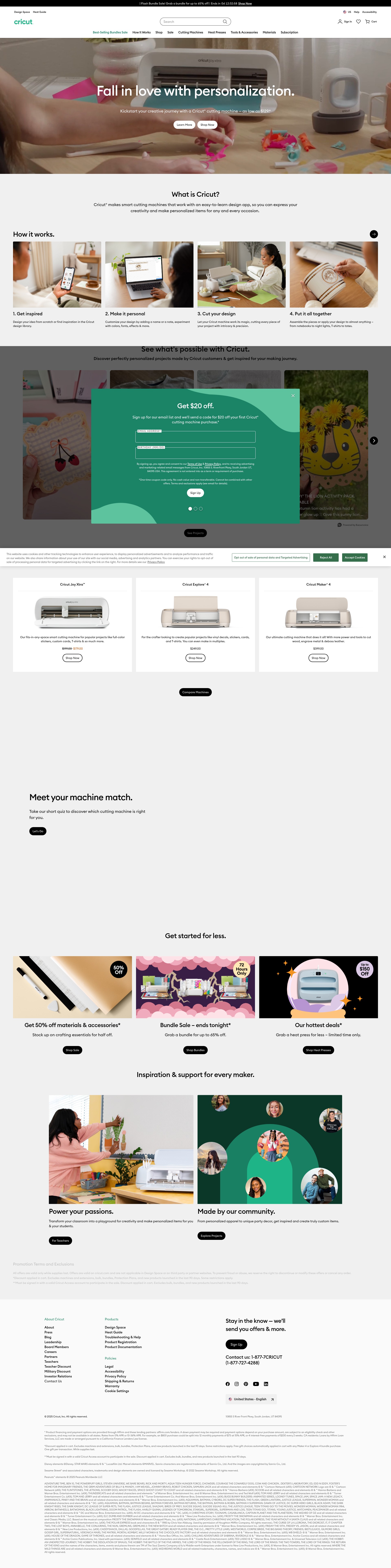 Screenshot of cricut.com