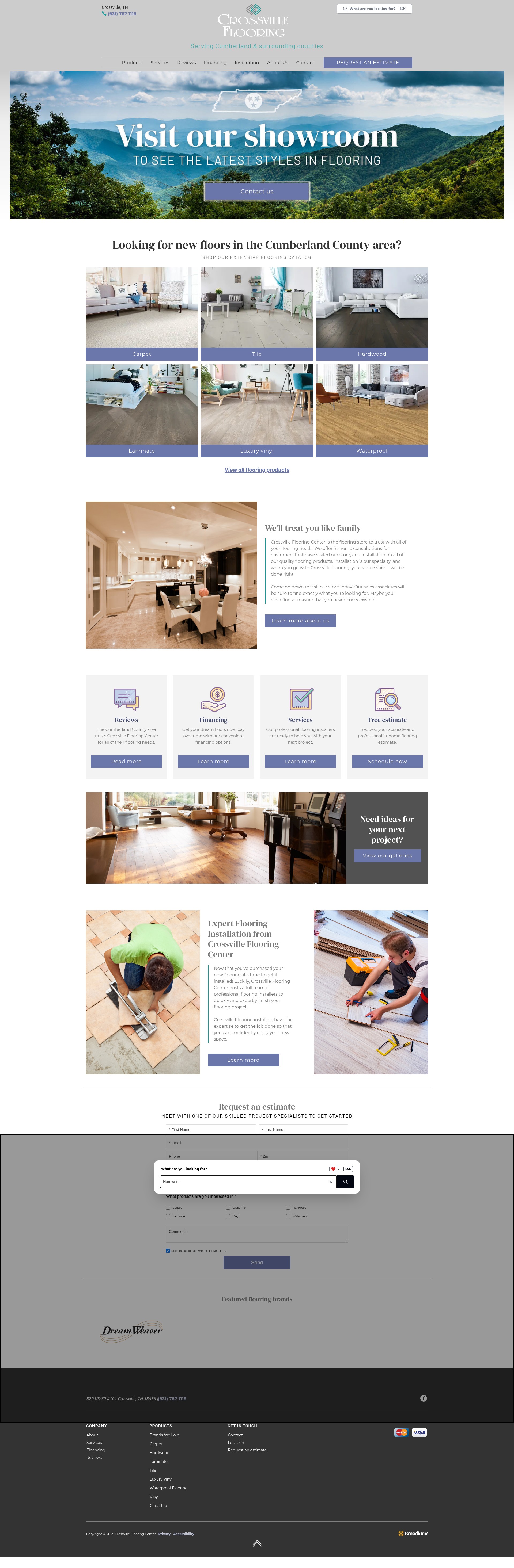 Screenshot of crossvilleflooring.com