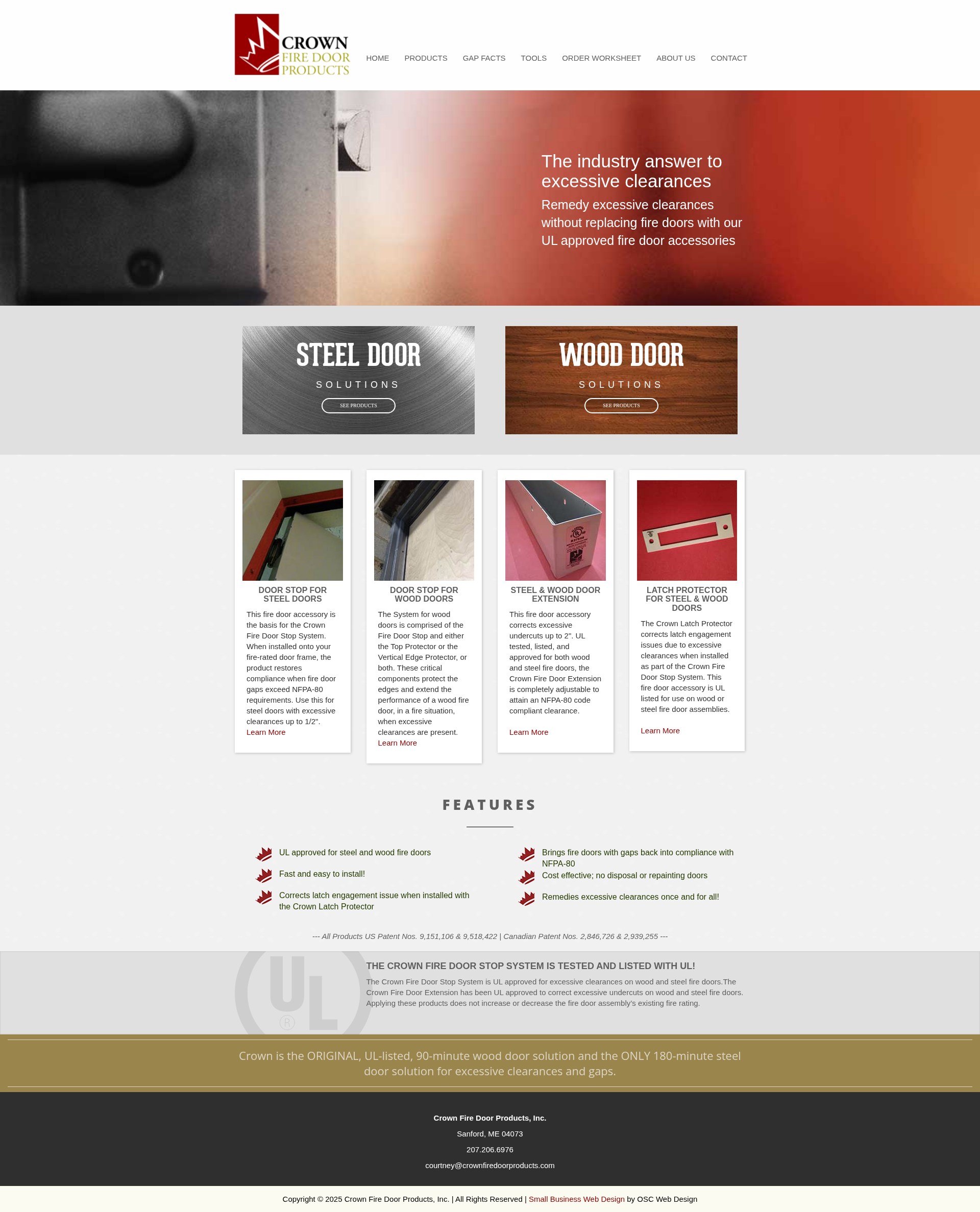 Screenshot of crownfiredoorproducts.com