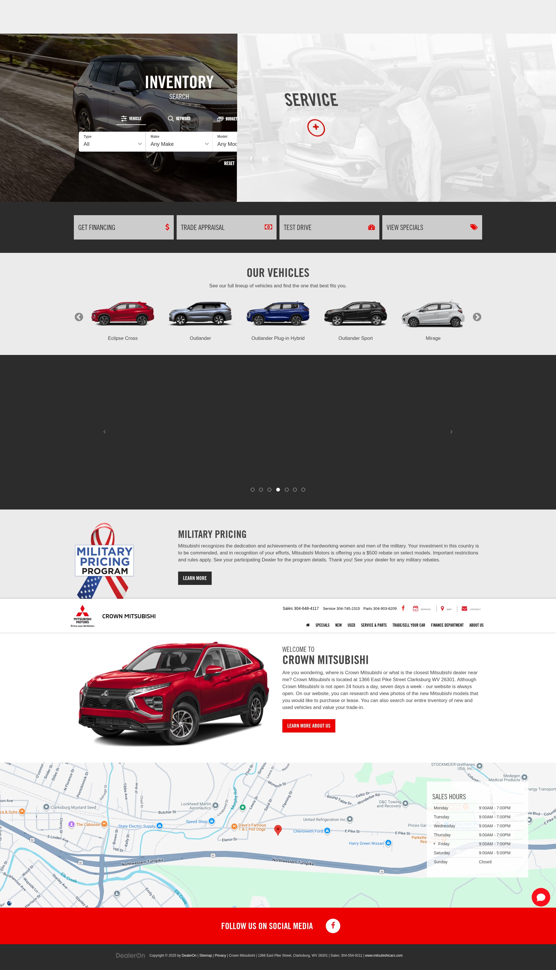 Screenshot of crownmitsubishiwv.com