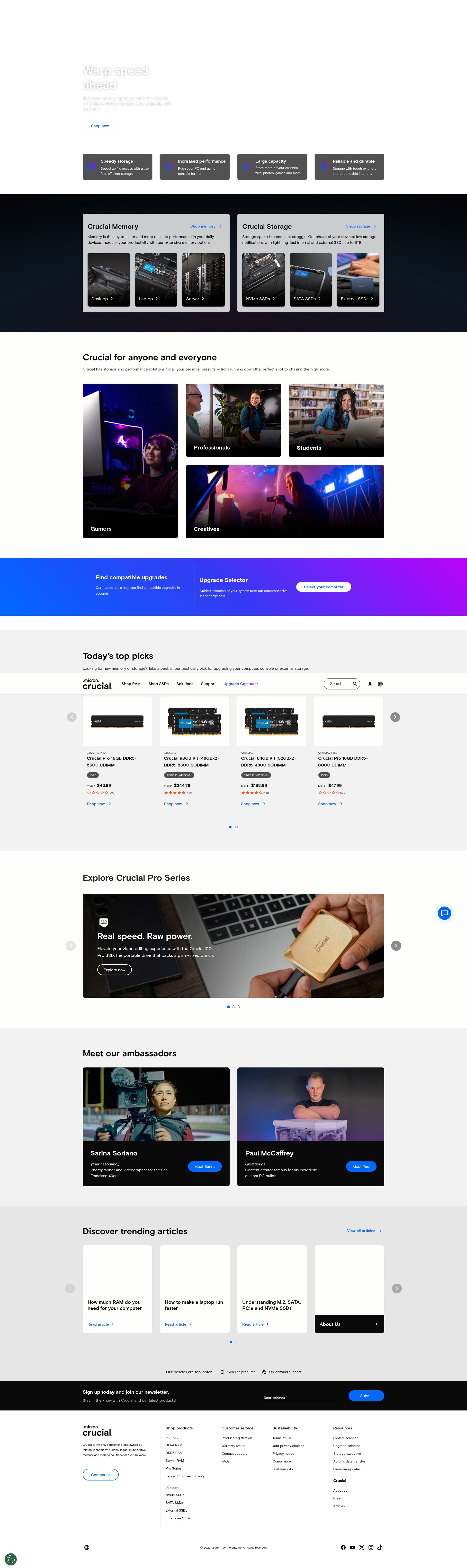 Screenshot of crucial.com
