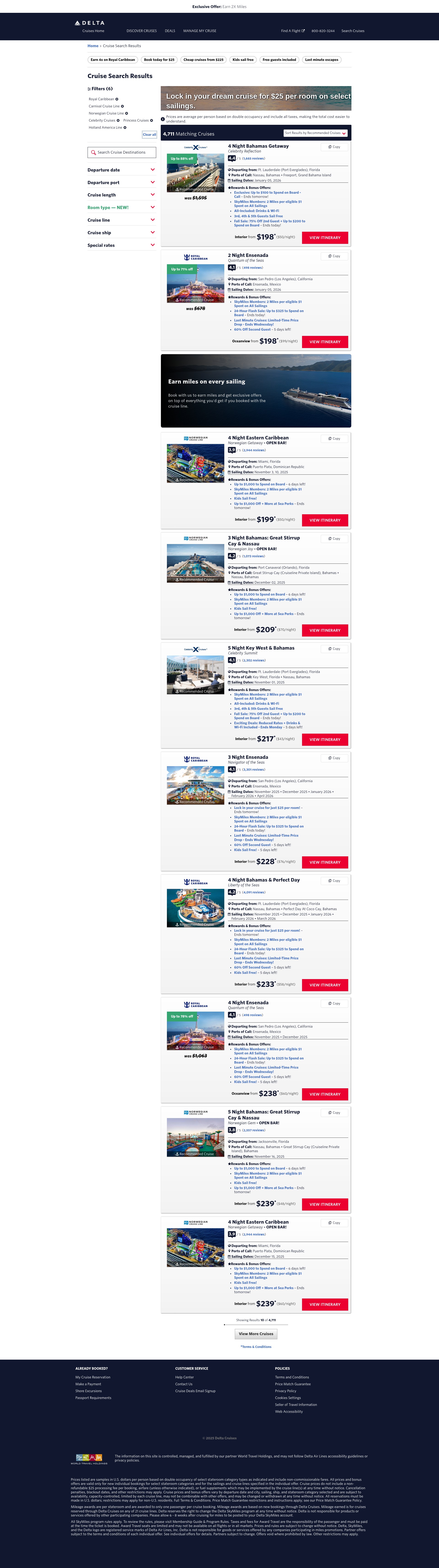 Screenshot of cruises.delta.com