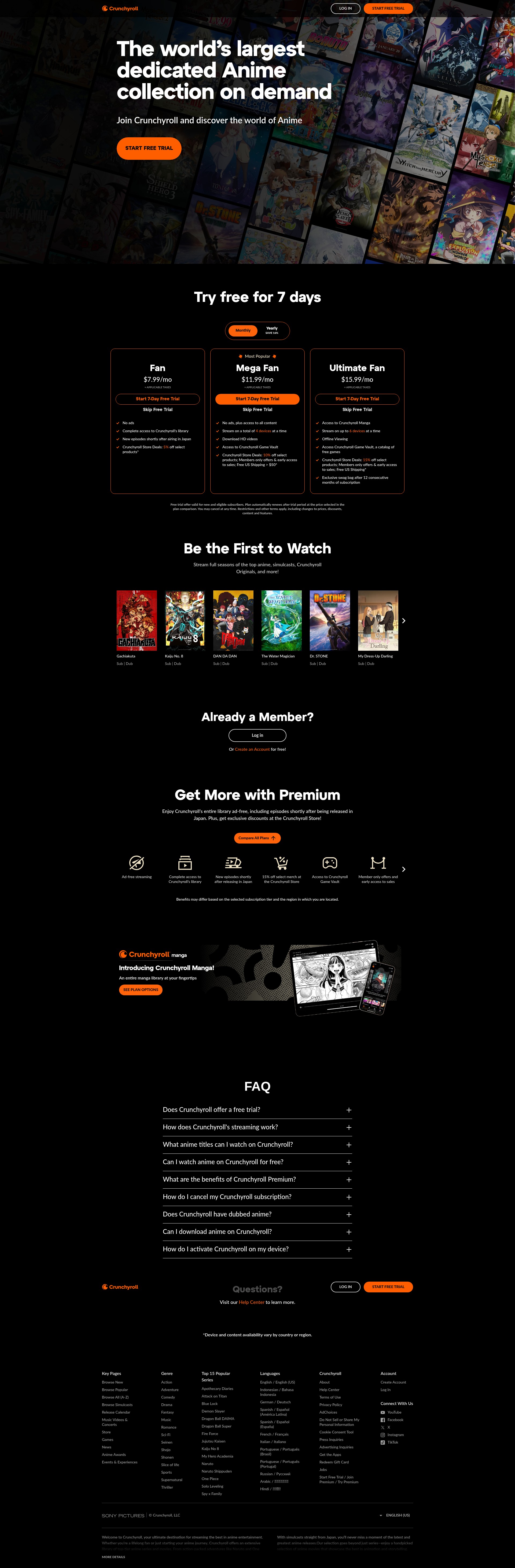Screenshot of crunchyroll.com