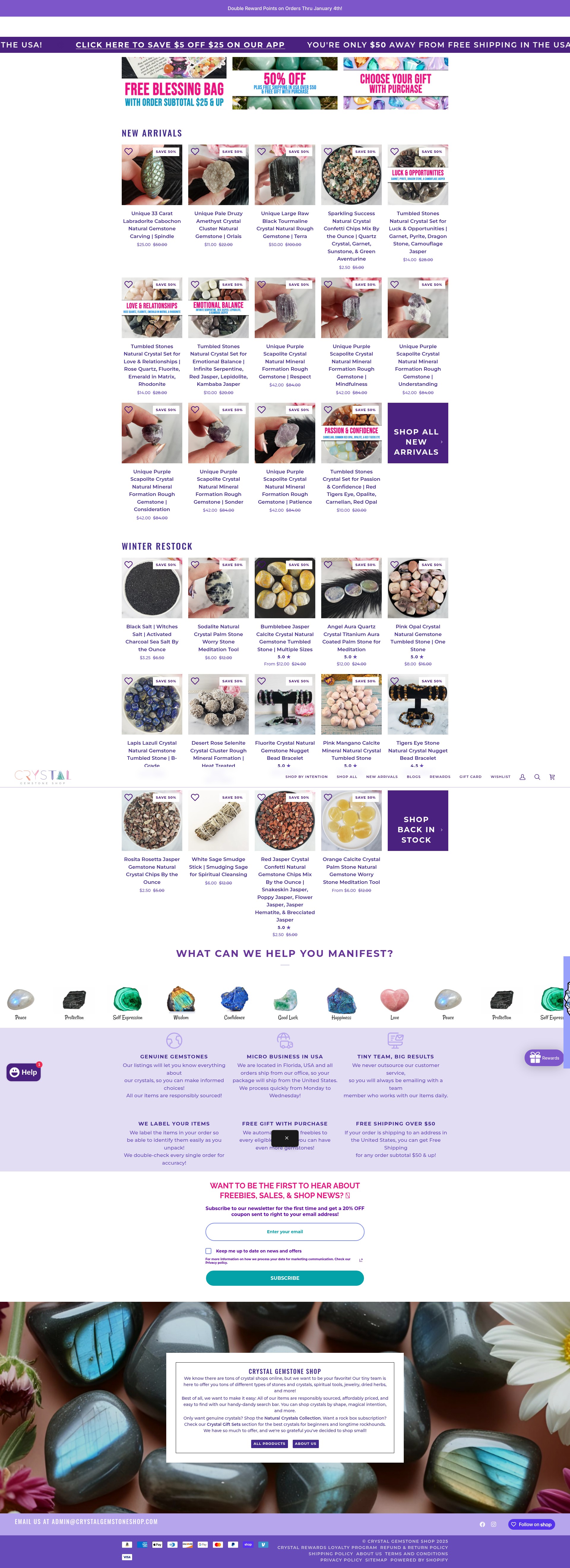 Screenshot of crystalgemstoneshop.com