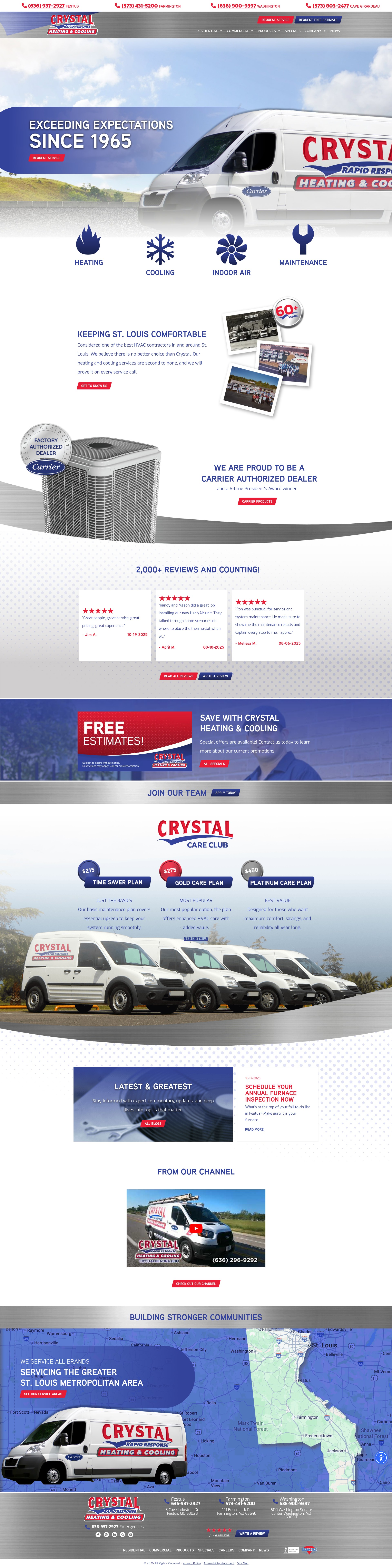 Screenshot of crystalheatingandcooling.com