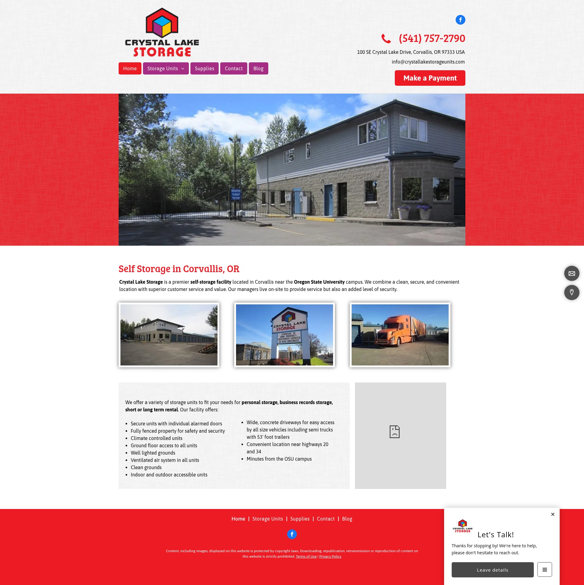 Screenshot of crystallakestorageunits.com