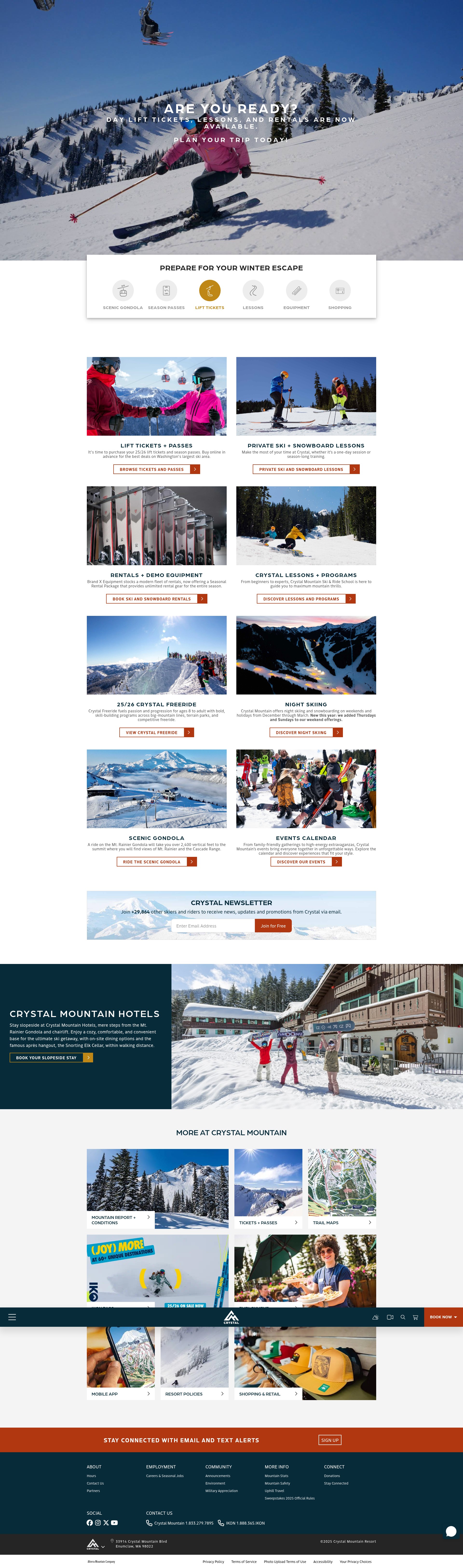 Screenshot of crystalmountainresort.com