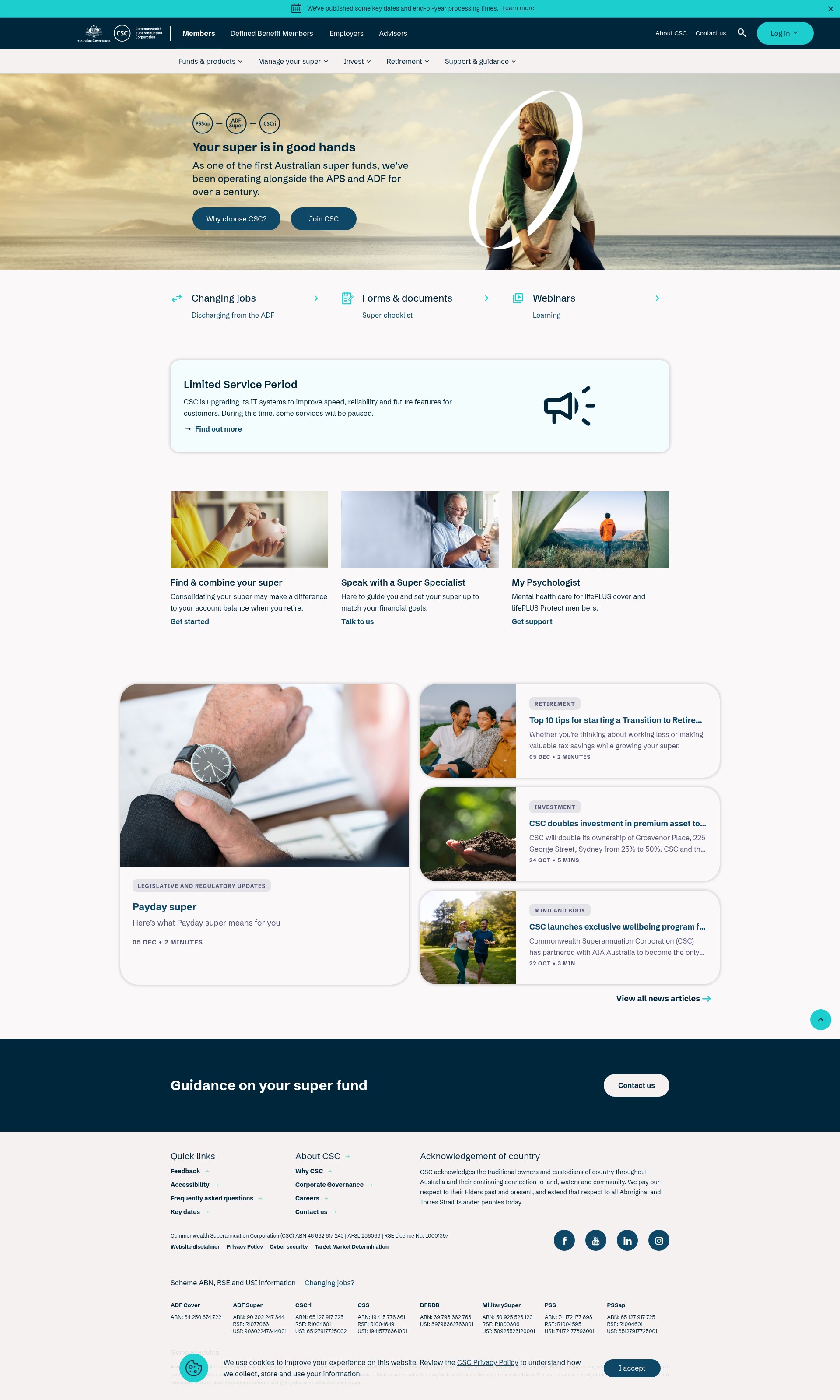 Screenshot of csc.gov.au