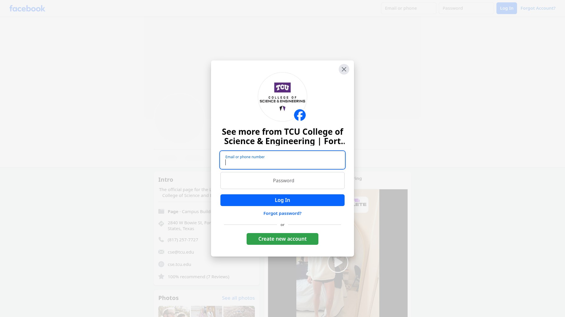 Screenshot of cse.tcu.edu