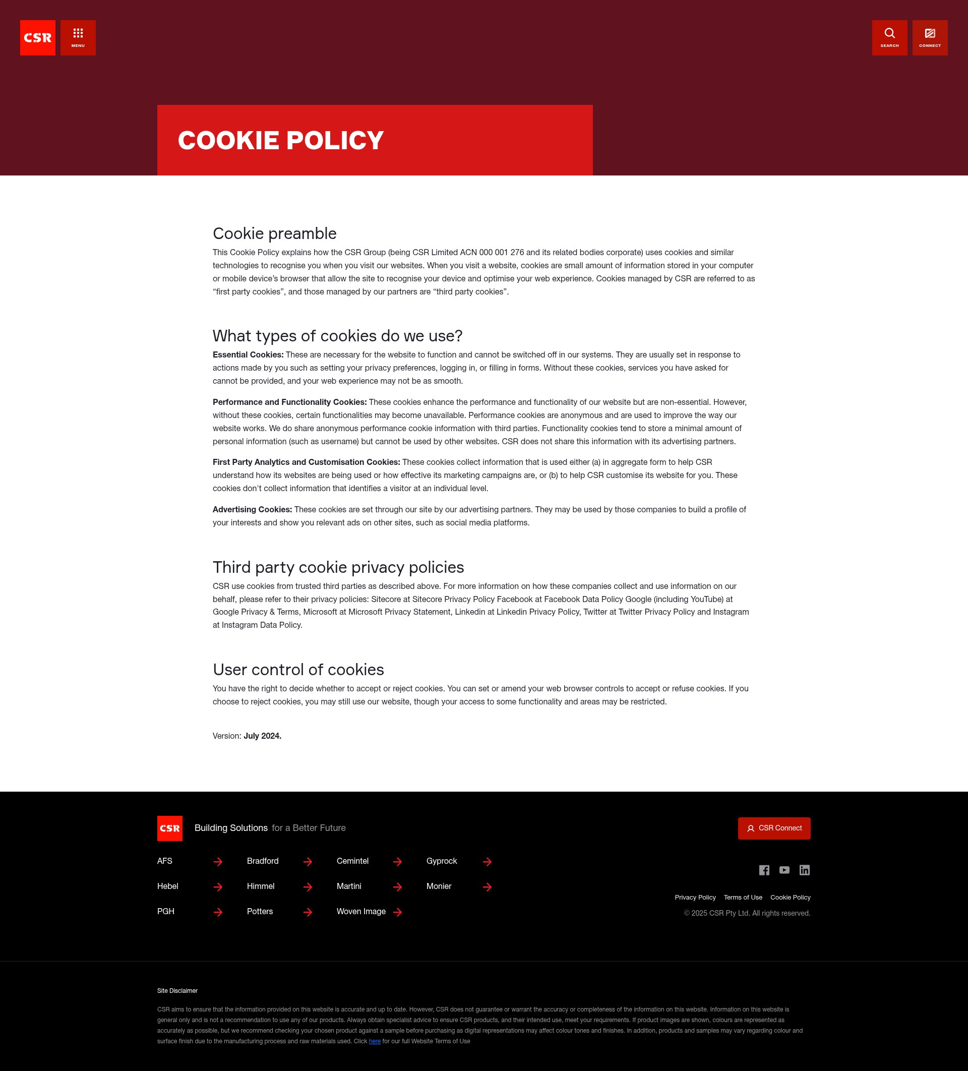 Screenshot of csr.com.au