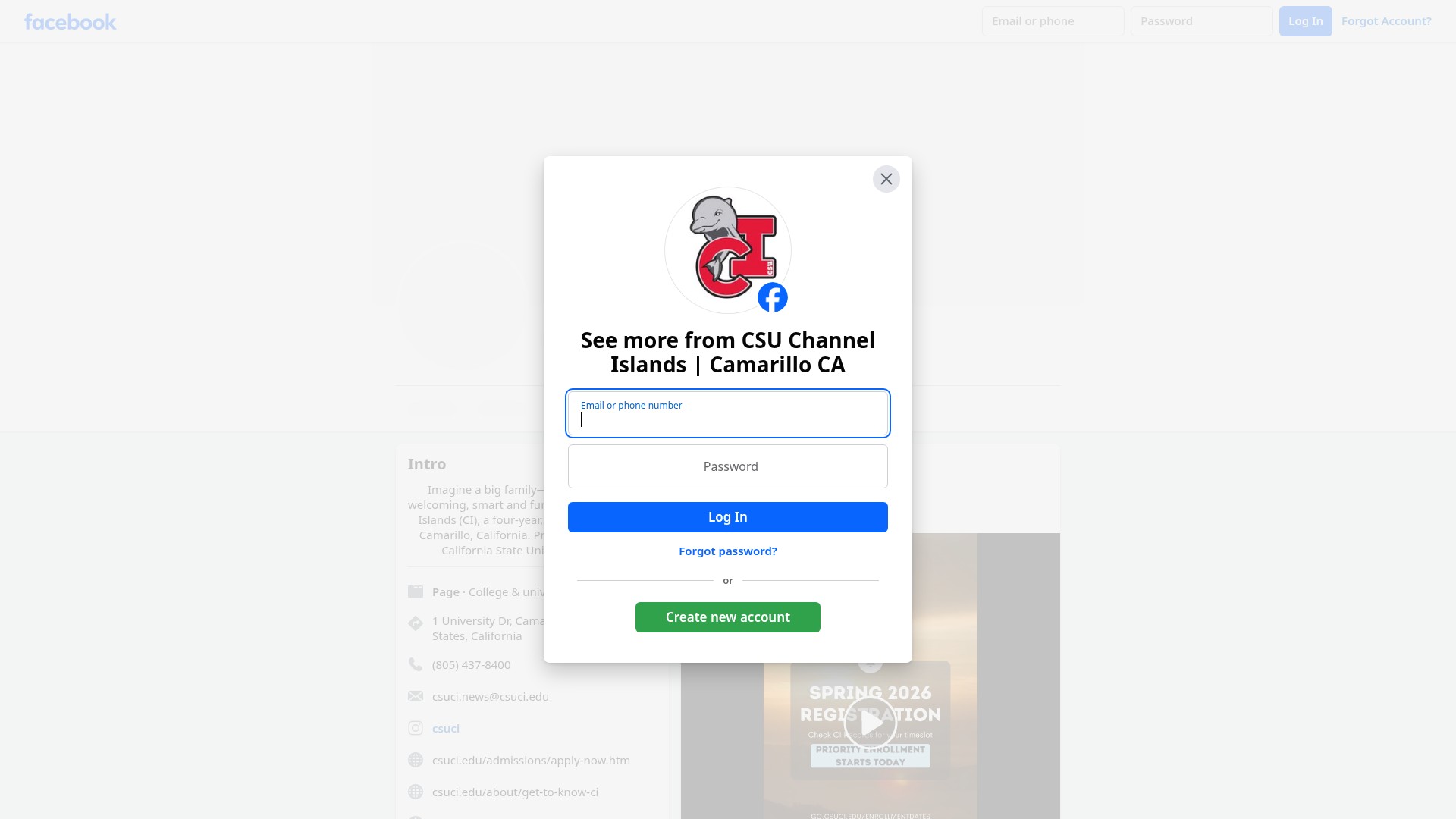 Screenshot of csuci.edu
