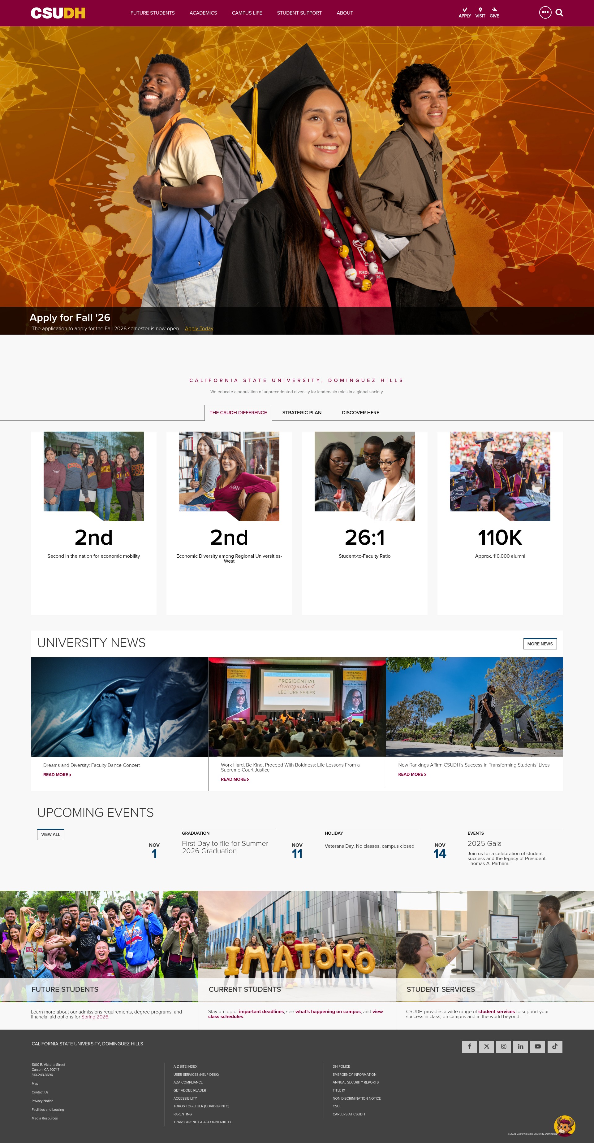 Screenshot of csudh.edu