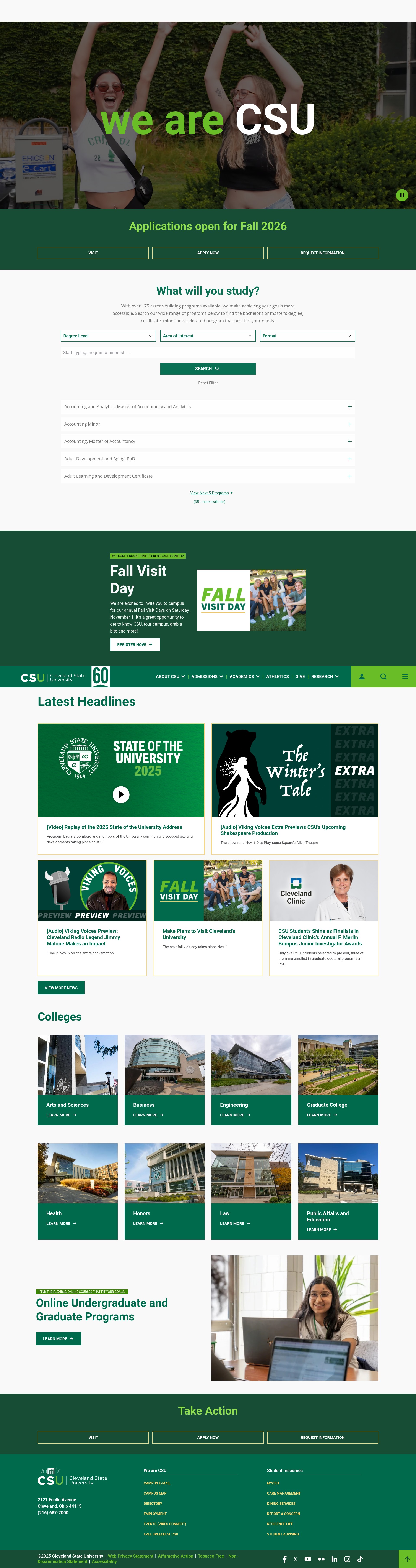 Screenshot of csuohio.edu