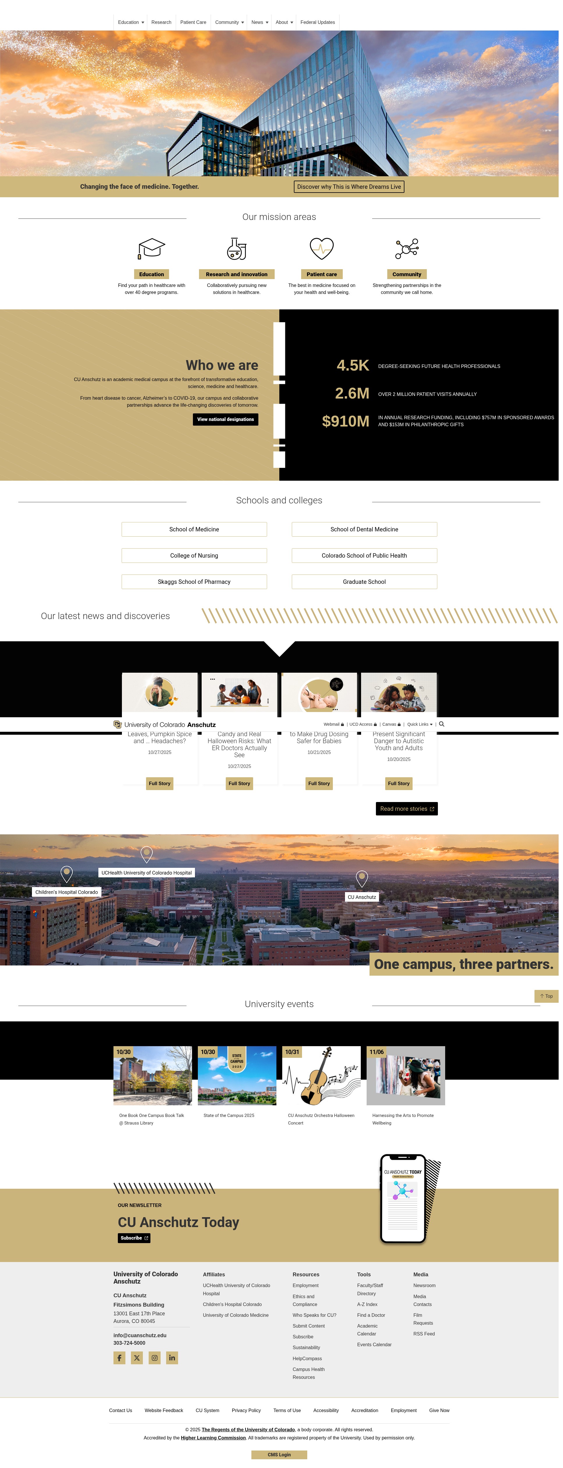 Screenshot of cuanschutz.edu