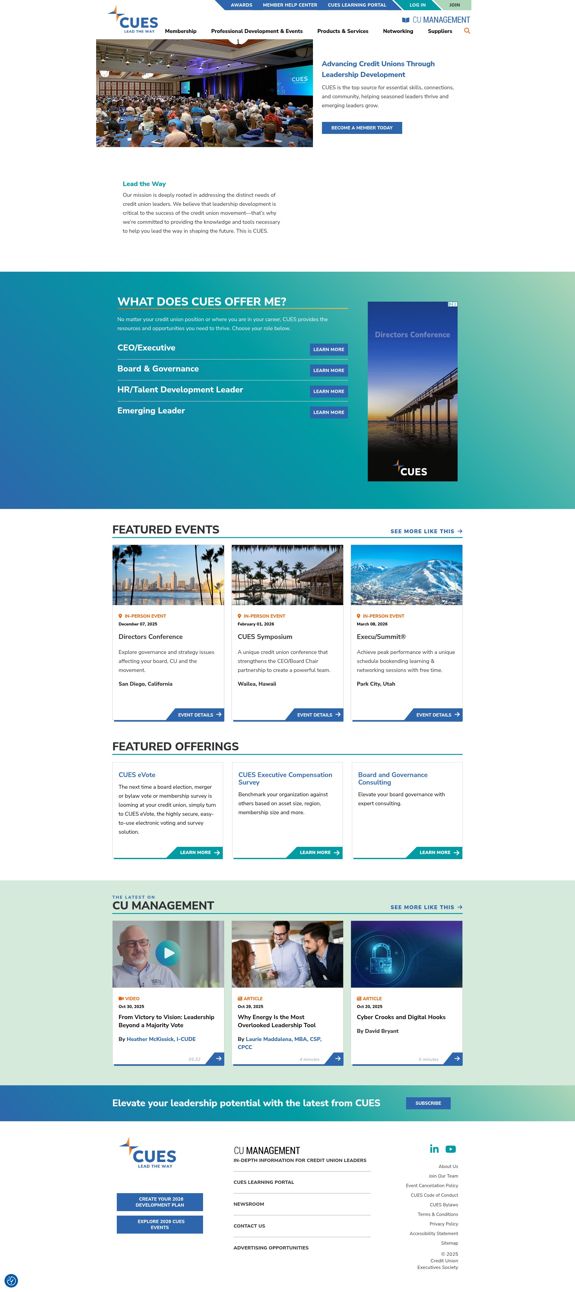 Screenshot of cues.org