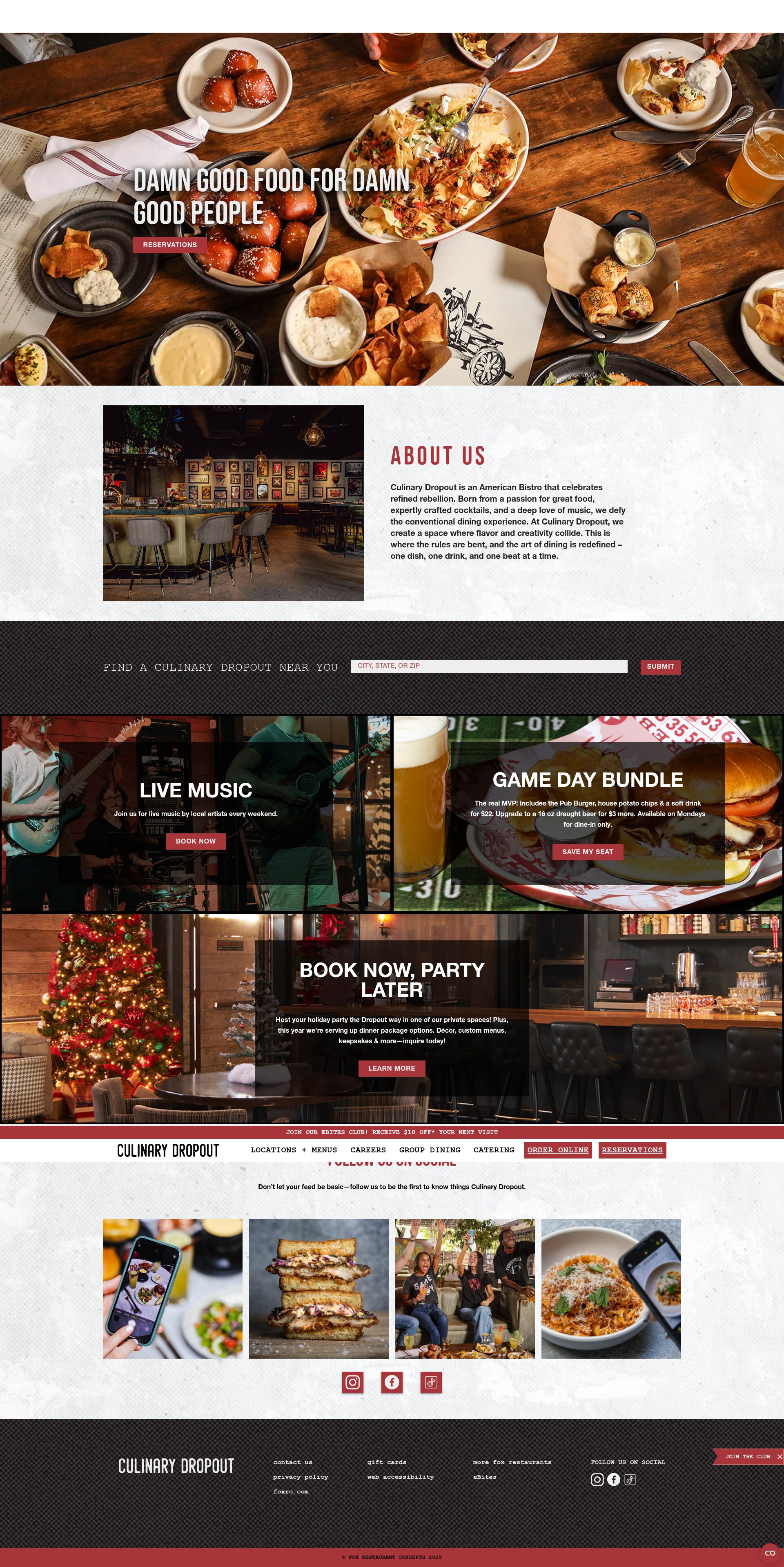 Screenshot of culinarydropout.com
