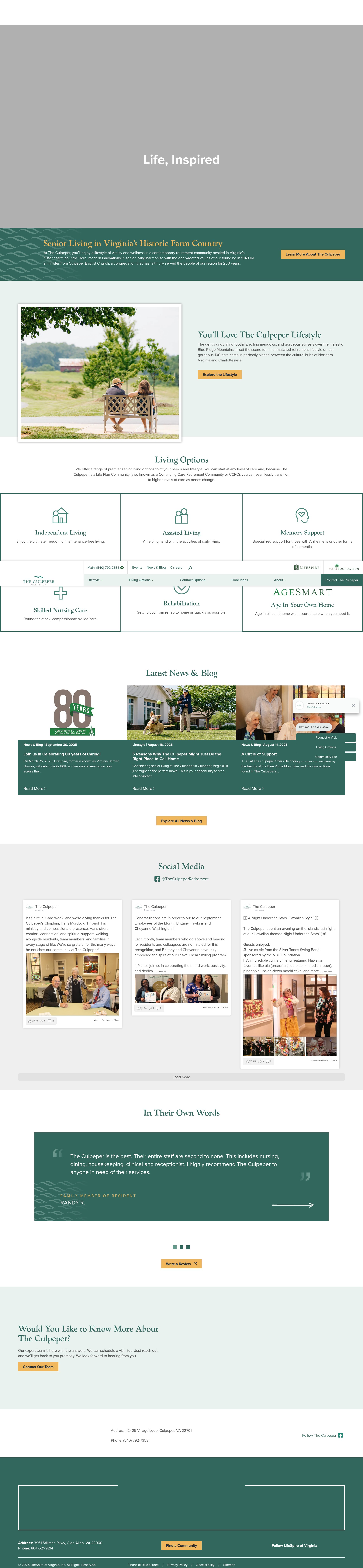 Screenshot of culpeperretirement.org