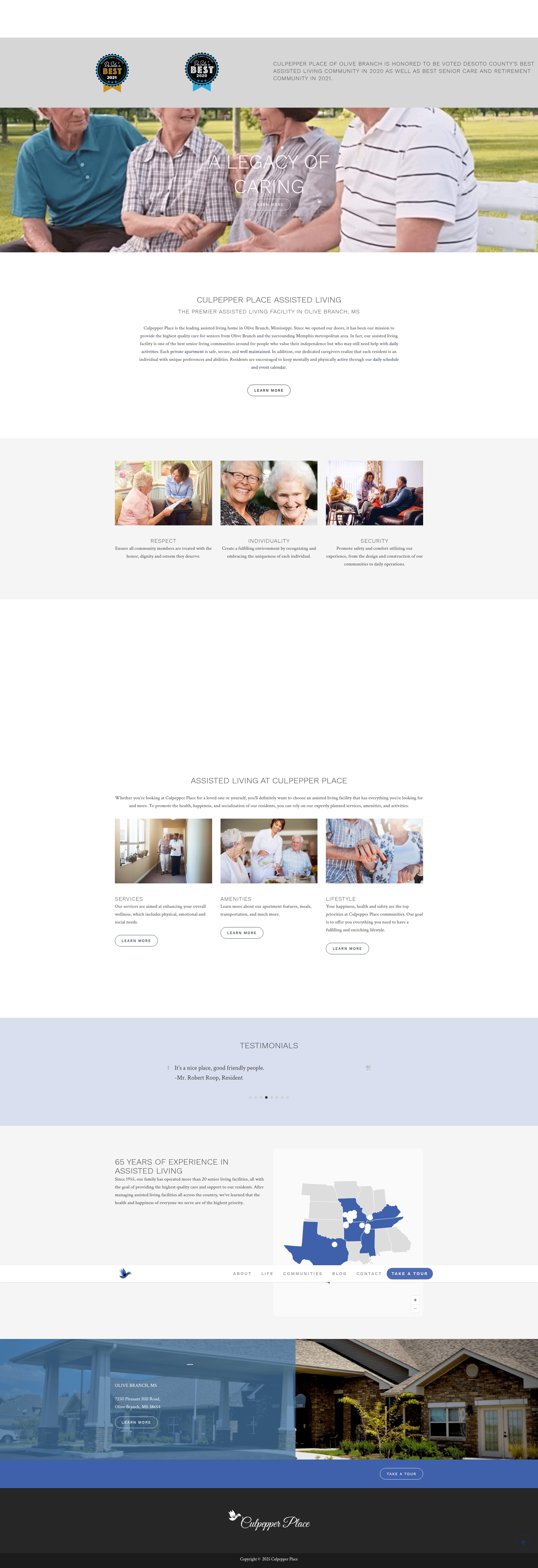 Screenshot of culpepperplaceassistedliving.com