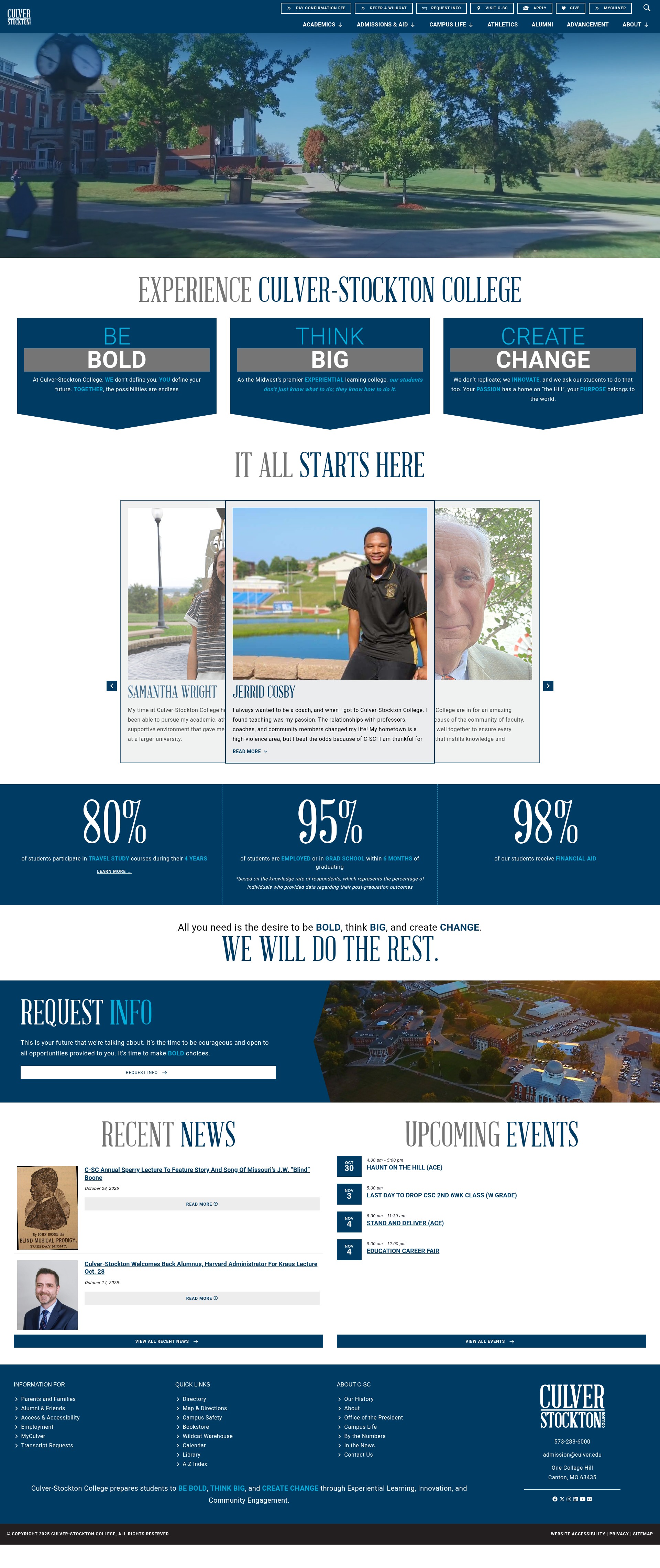 Screenshot of culver.edu