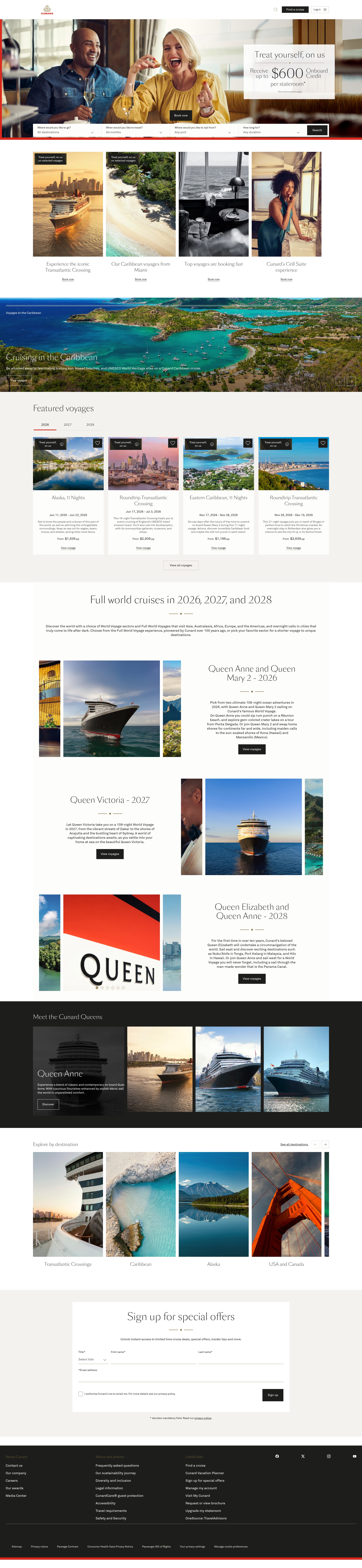 Screenshot of cunard.com
