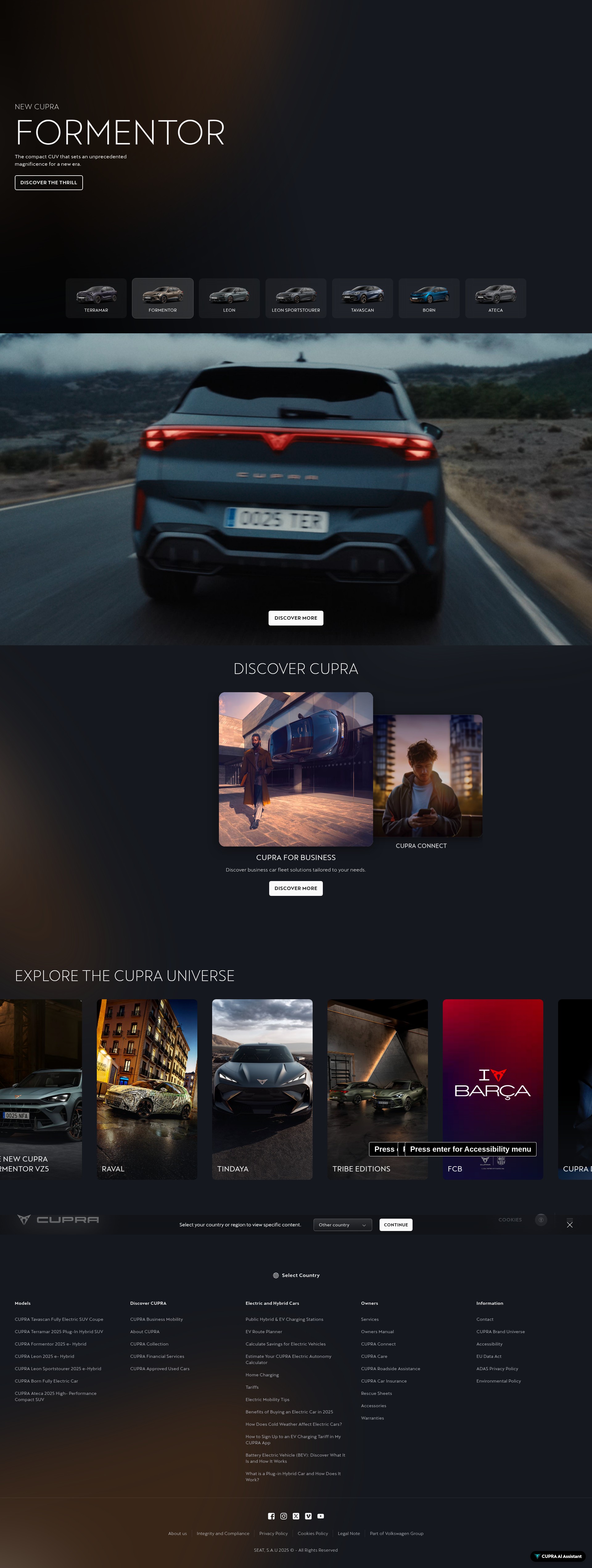Screenshot of cupraofficial.com